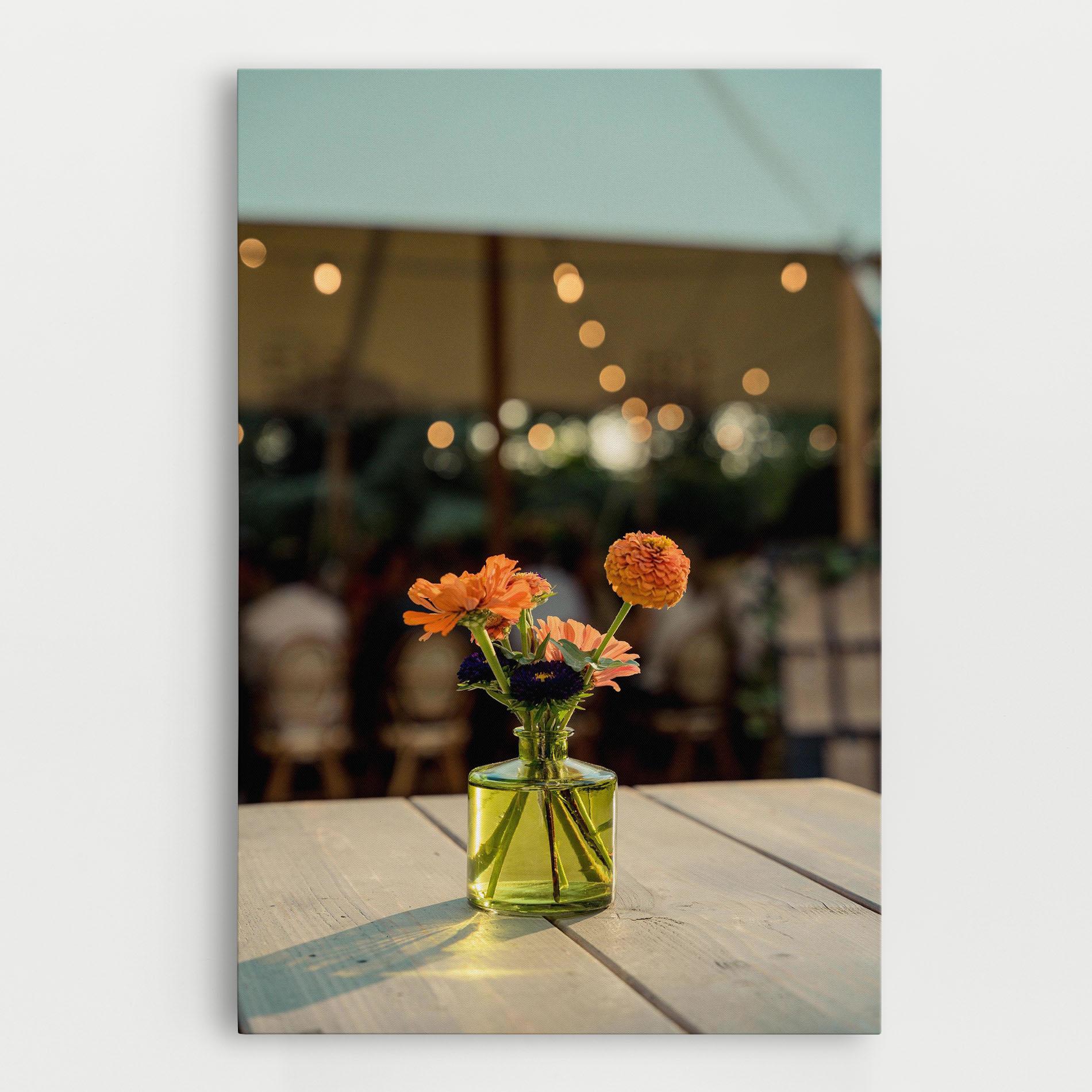Leinwandbild Orange Flowers Vase mockup 0
