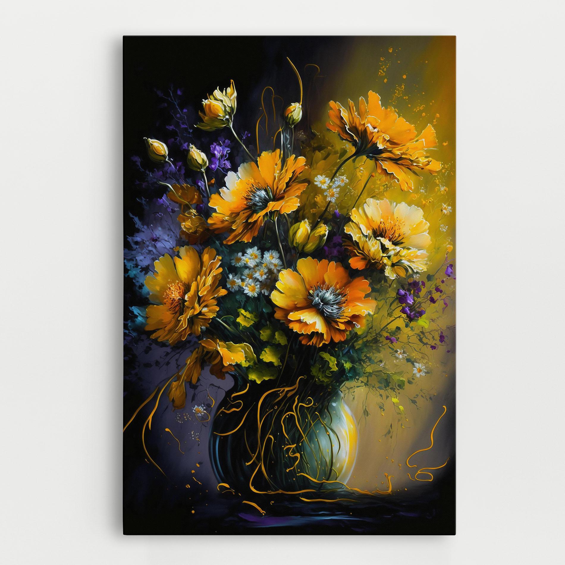 Leinwandbild Yellow Flower Art Vase mockup 0