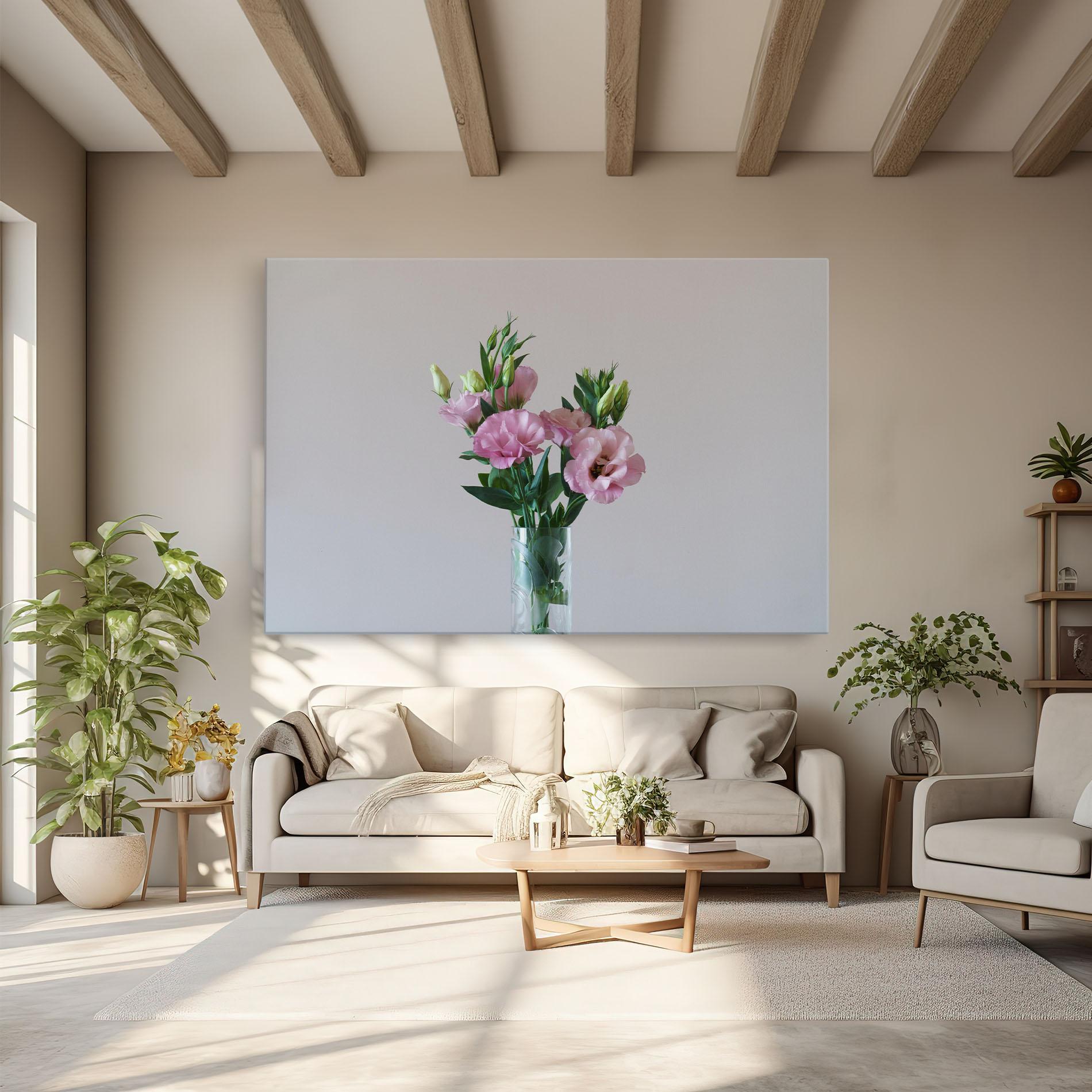 Leinwandbild Pretty Pink Flower Vase mockup 6