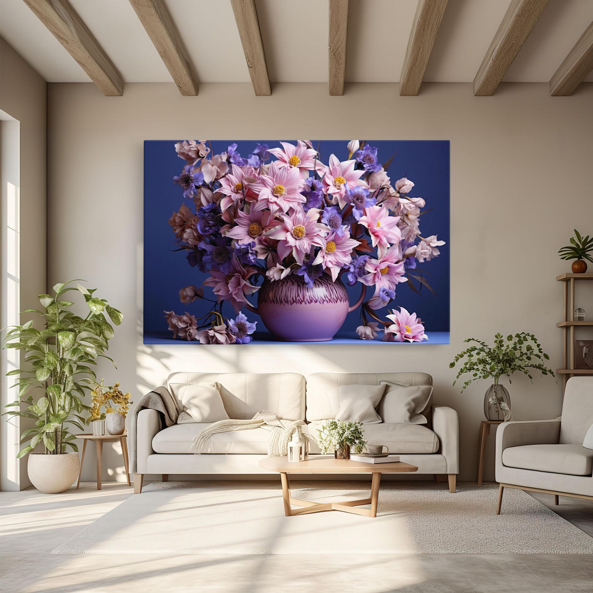 Leinwandbild Purple Vase Flowers mockup 6