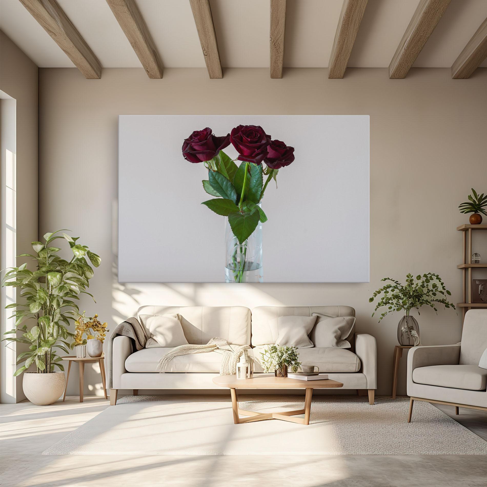 Leinwandbild Red Roses Vase mockup 6