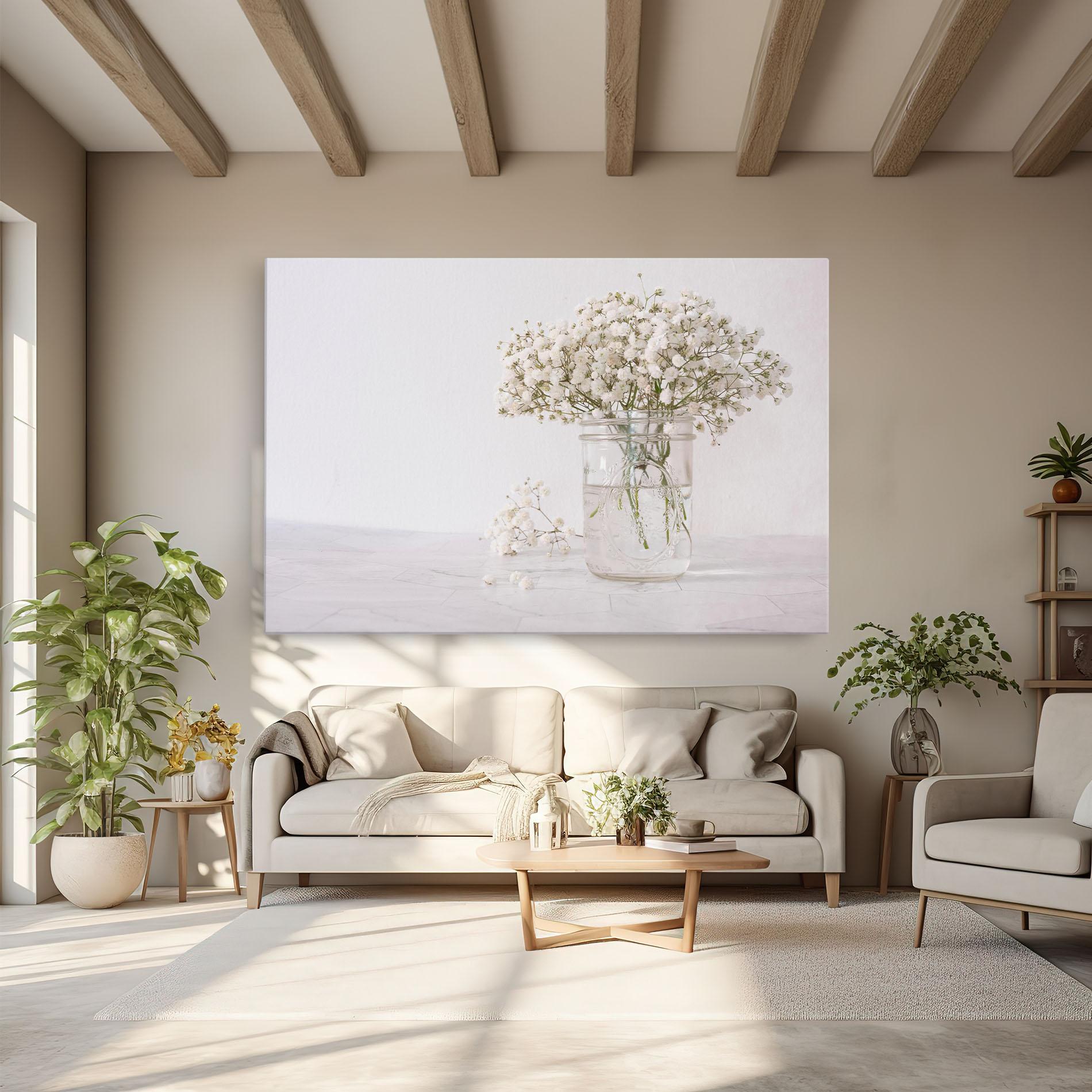 Leinwandbild White Tiny Flower Vase mockup 6