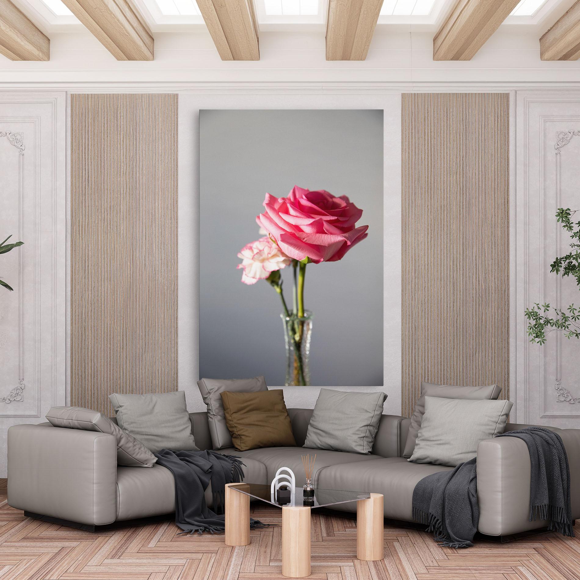 Leinwandbild Big Pink Rose Vase mockup 6