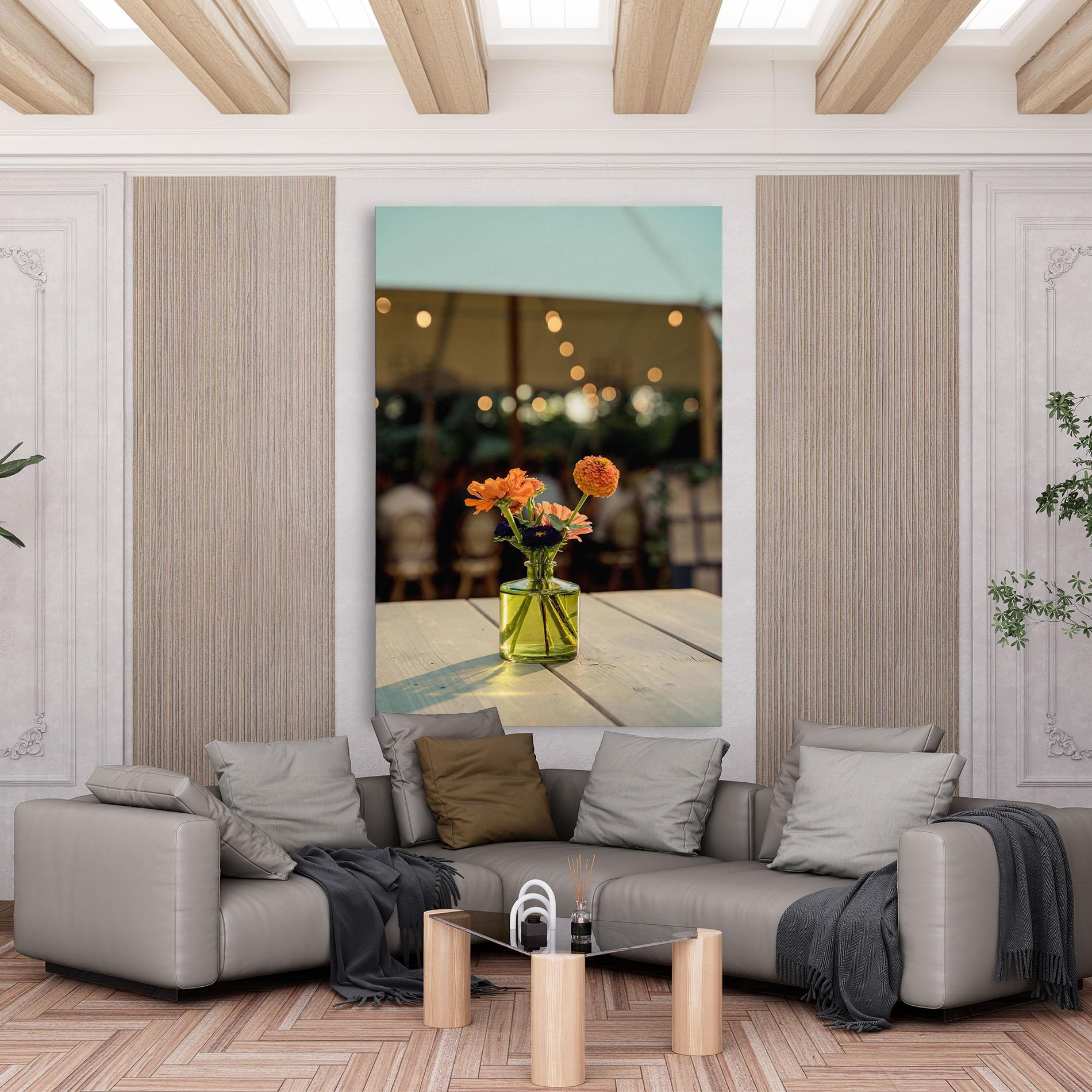 Leinwandbild Orange Flowers Vase mockup 6