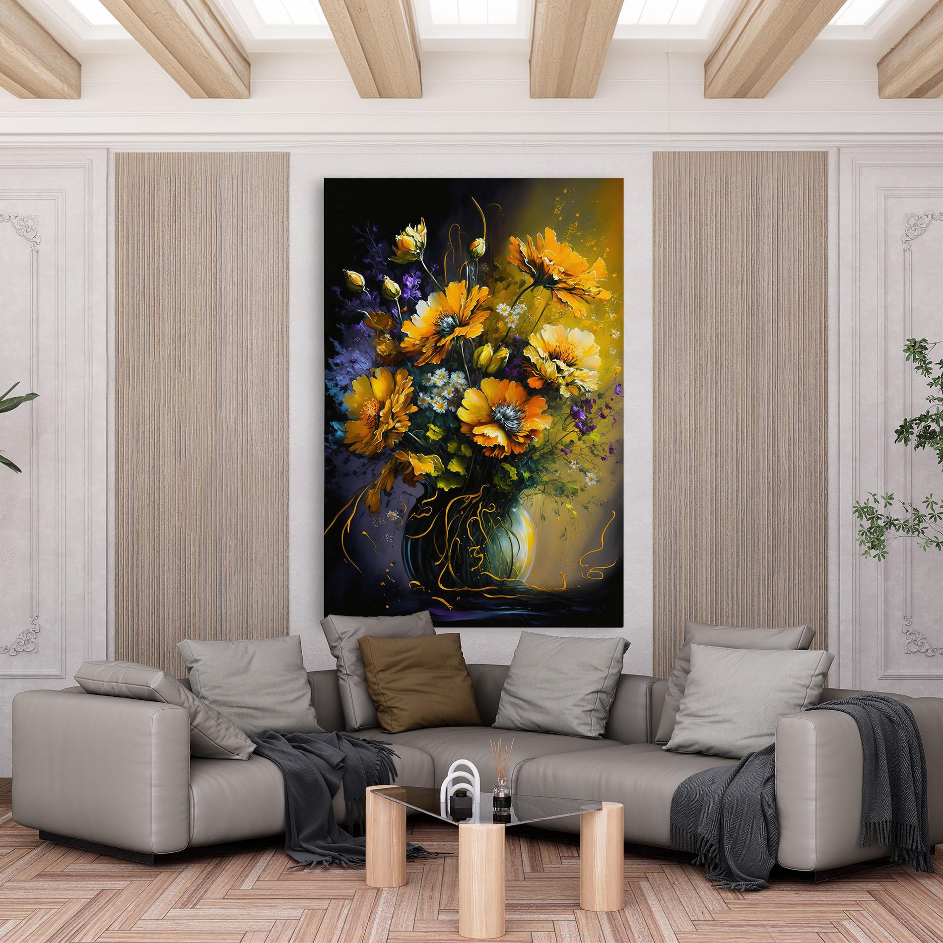 Leinwandbild Yellow Flower Art Vase mockup 6