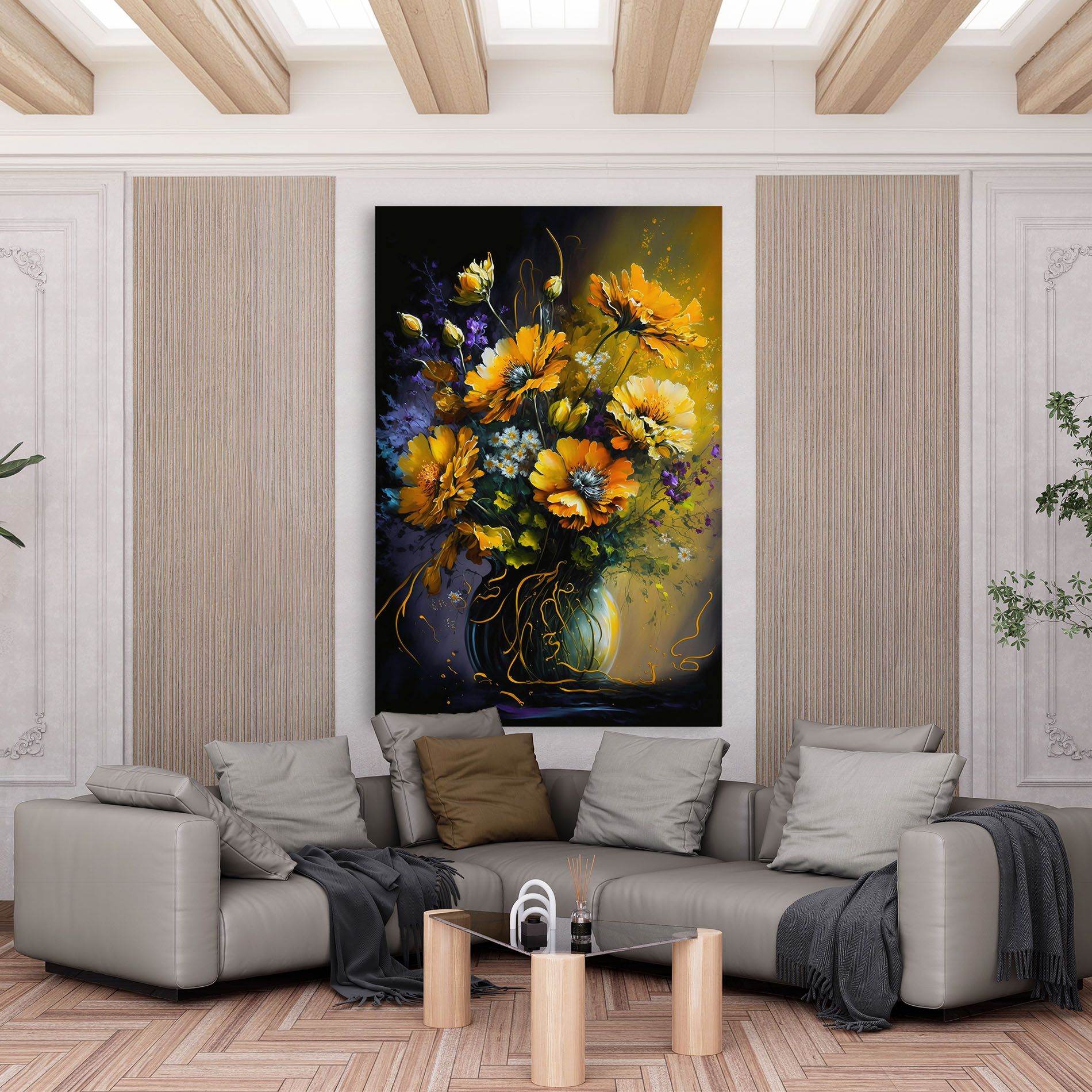 Yellow Flower Art Vase mockup 6