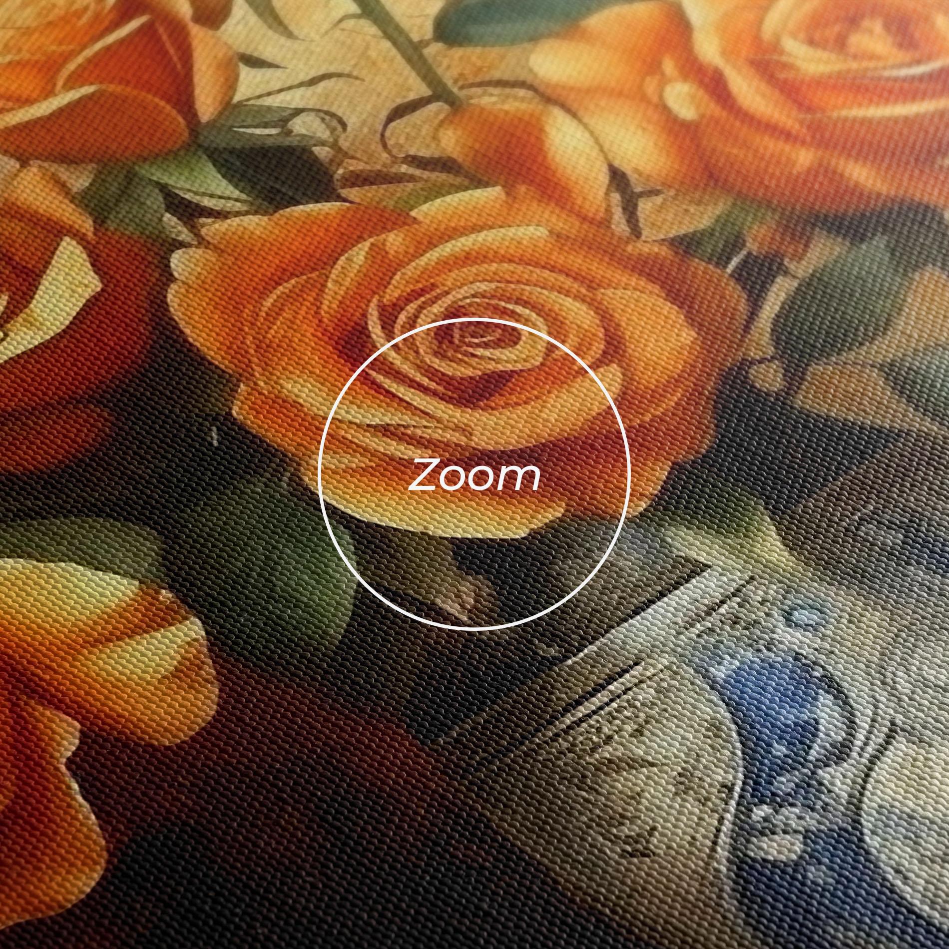 Leinwandbild Pretty Orange Rose Vase mockup 3