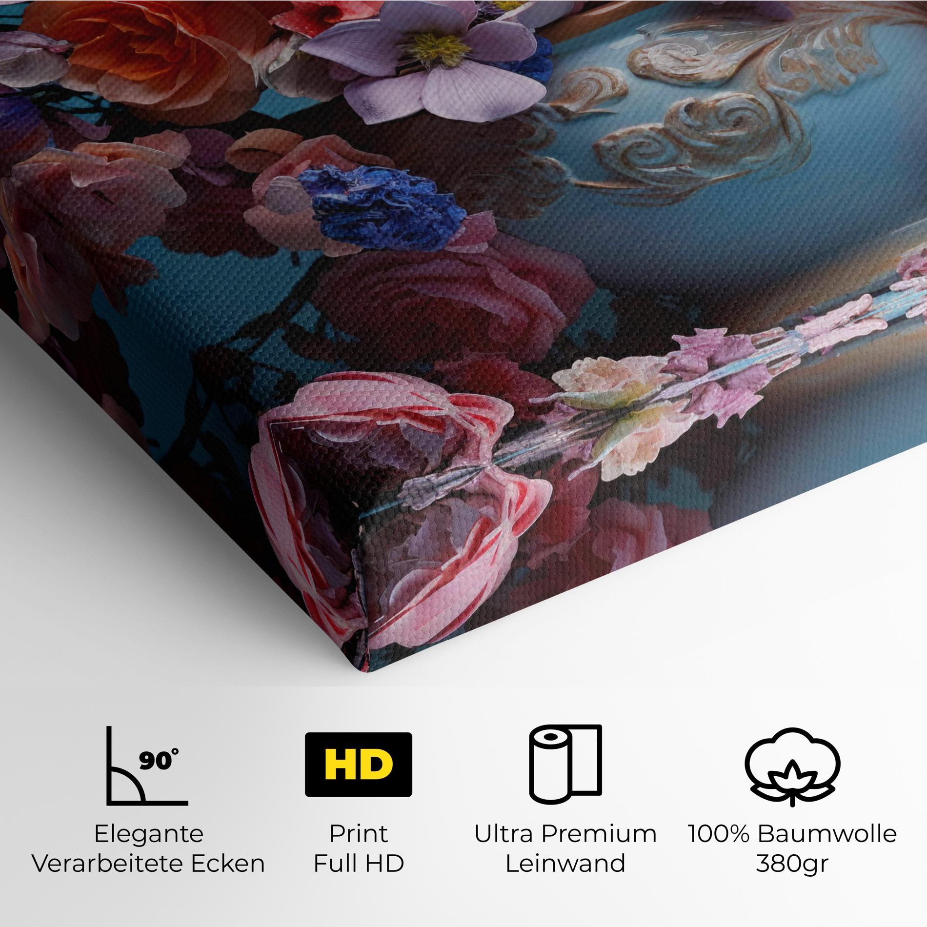 Leinwandbild Blue Vase Flowers mockup 4