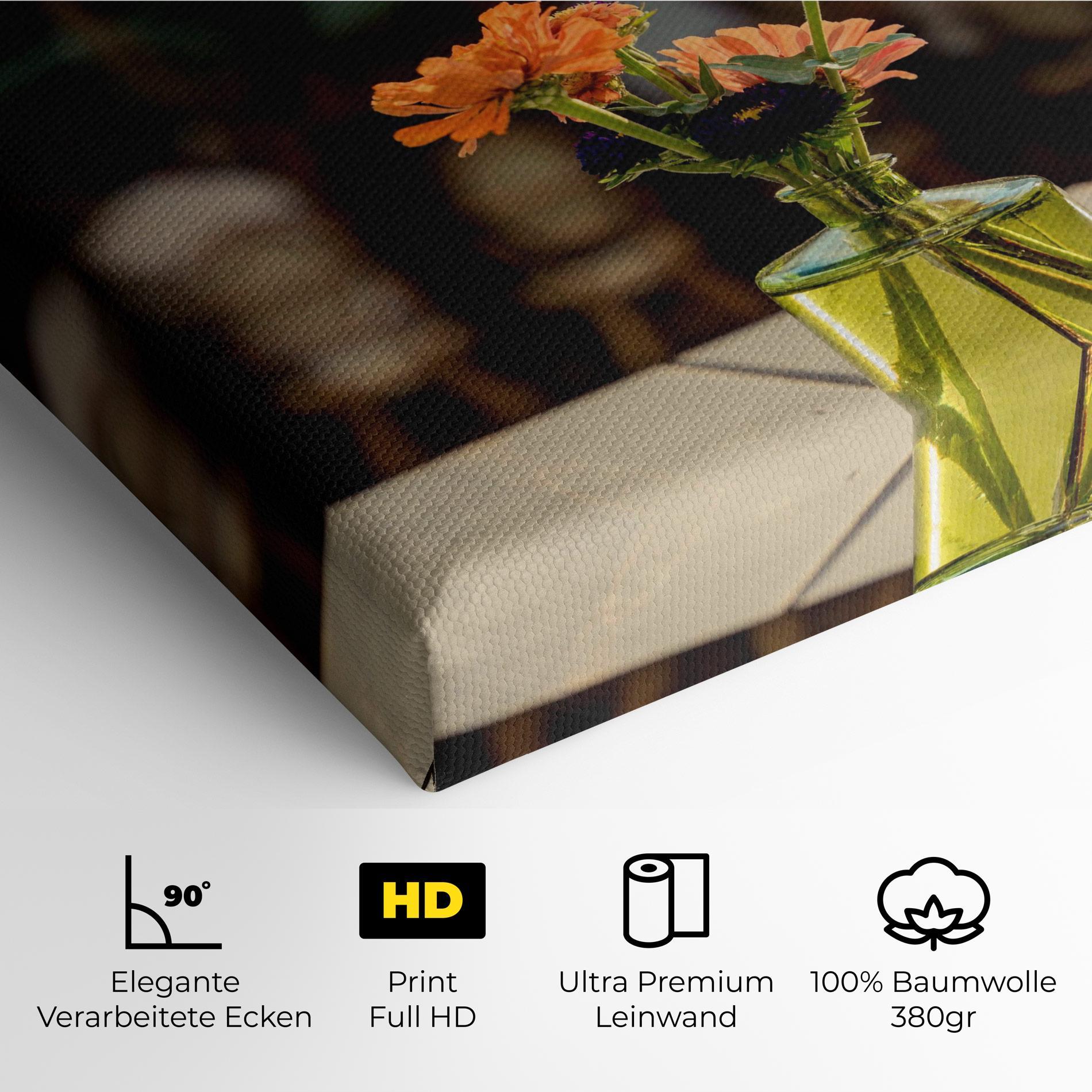 Leinwandbild Orange Flowers Vase mockup 4