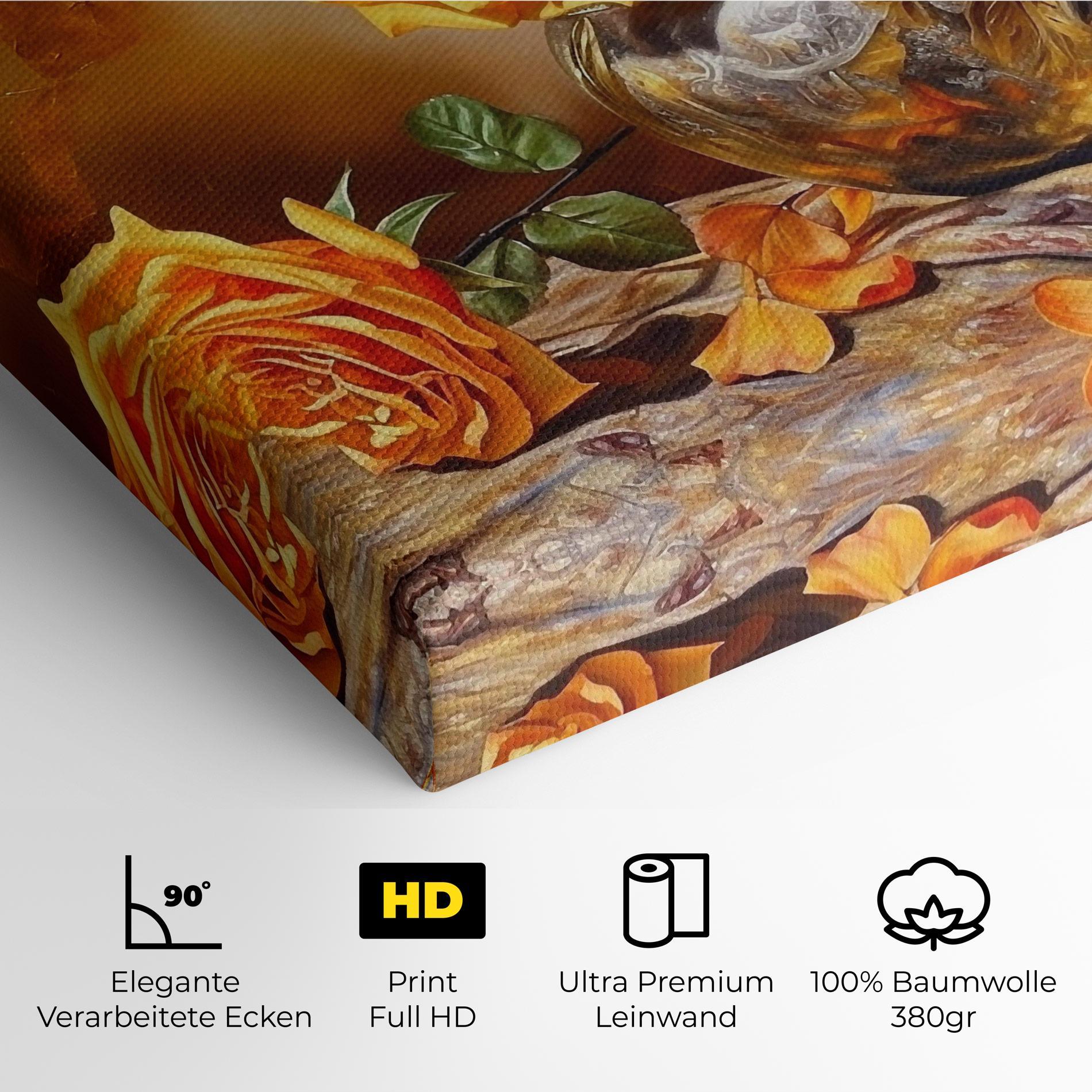 Leinwandbild Orange Roses Vase mockup 4