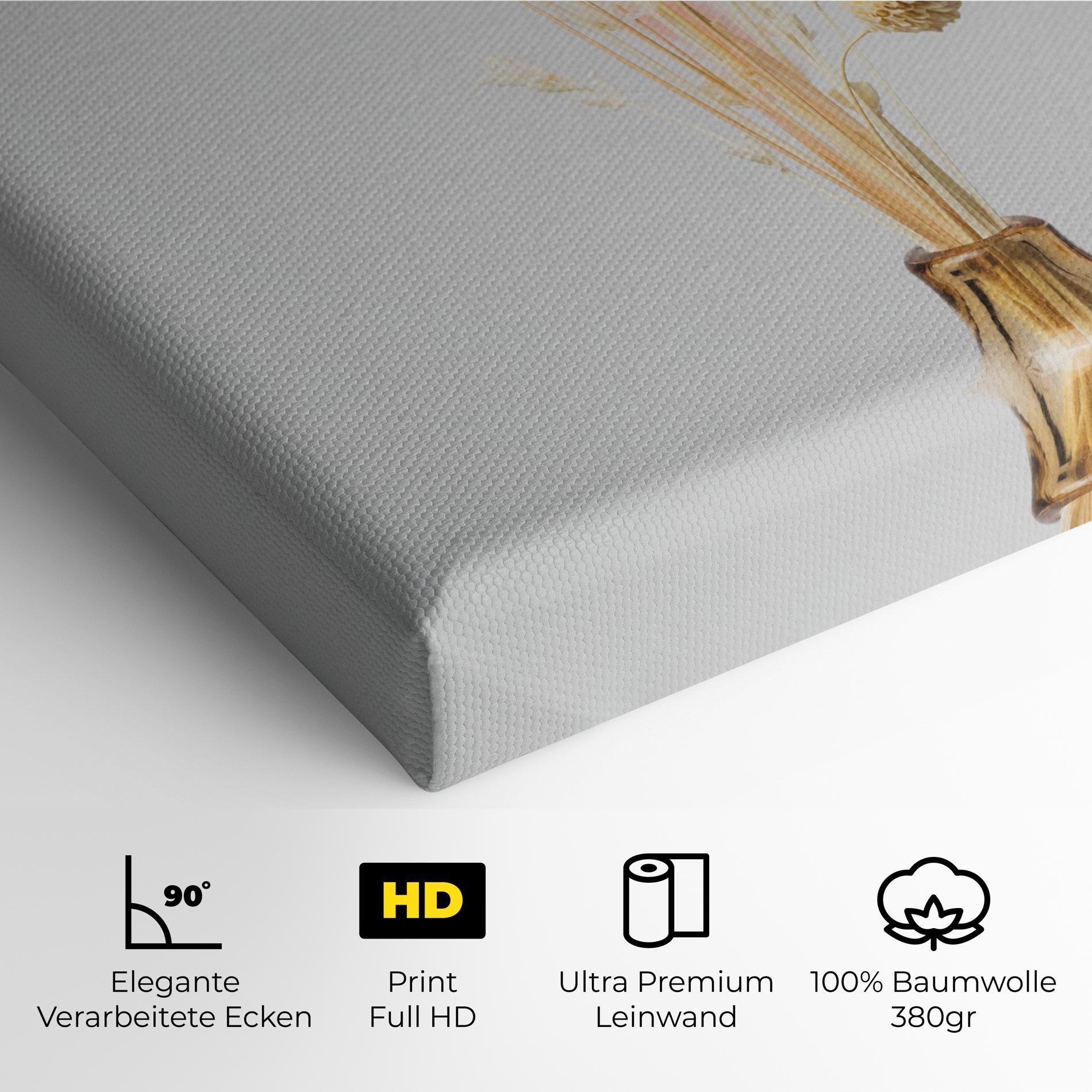 Leinwandbild Pink Cream Flower Vase mockup 4