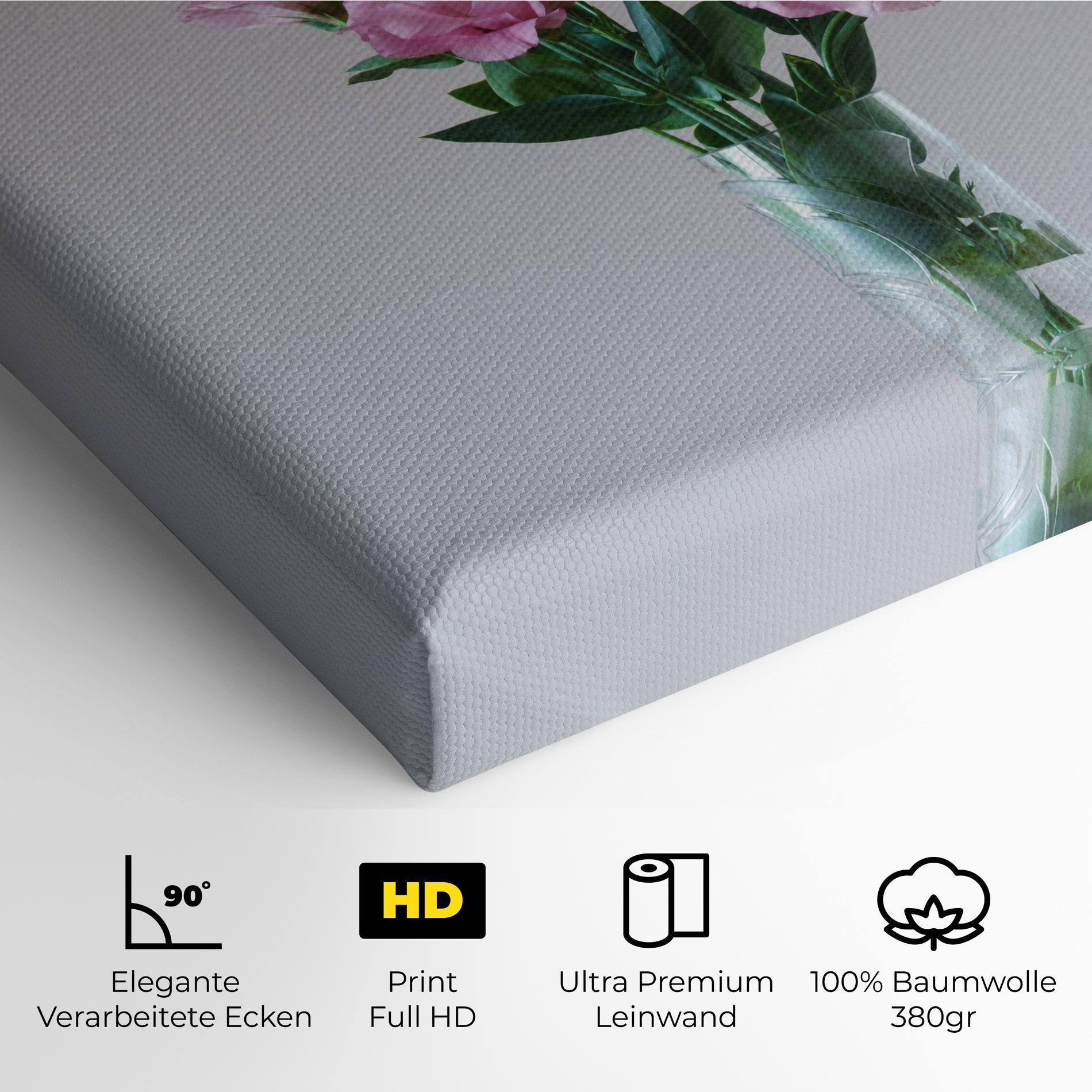 Leinwandbild Pretty Pink Flower Vase mockup 4