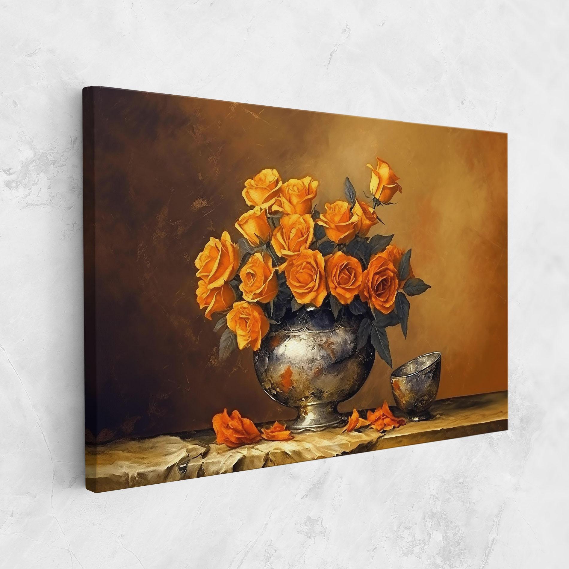 Leinwandbild Orange Rose Vase mockup 1