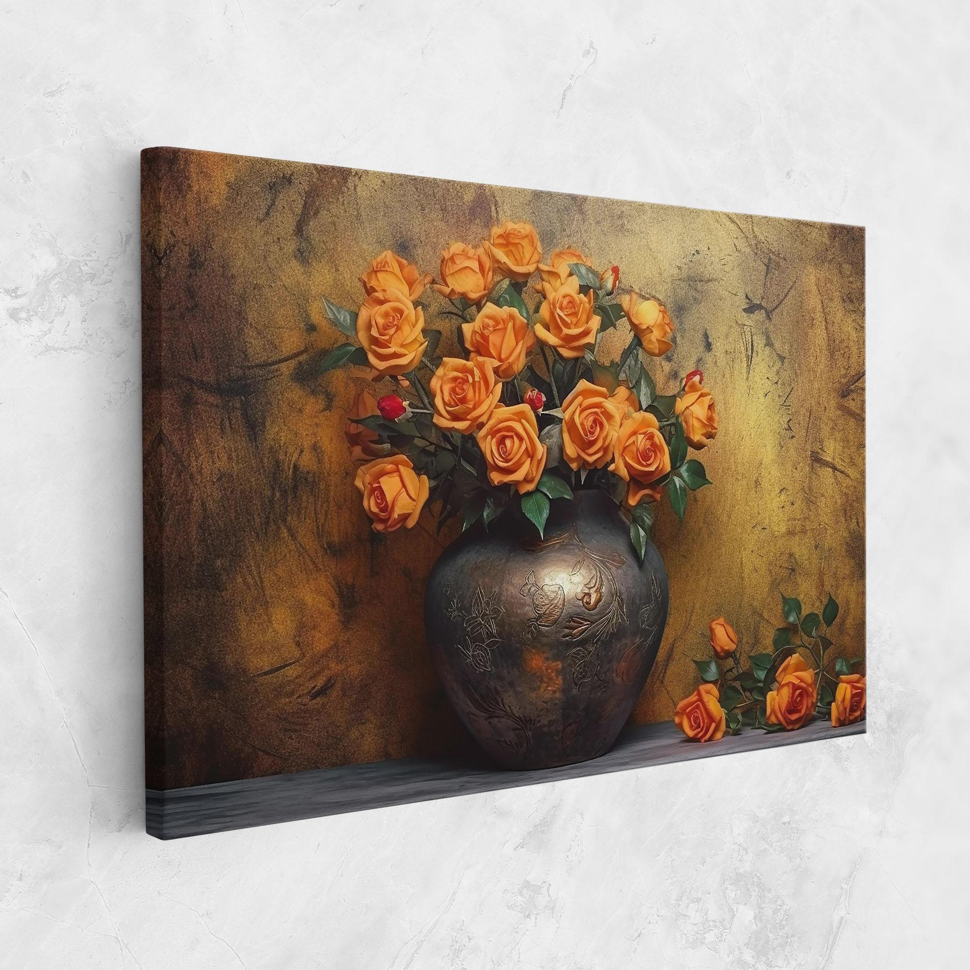 Leinwandbild Orange Vintage Vase mockup 1
