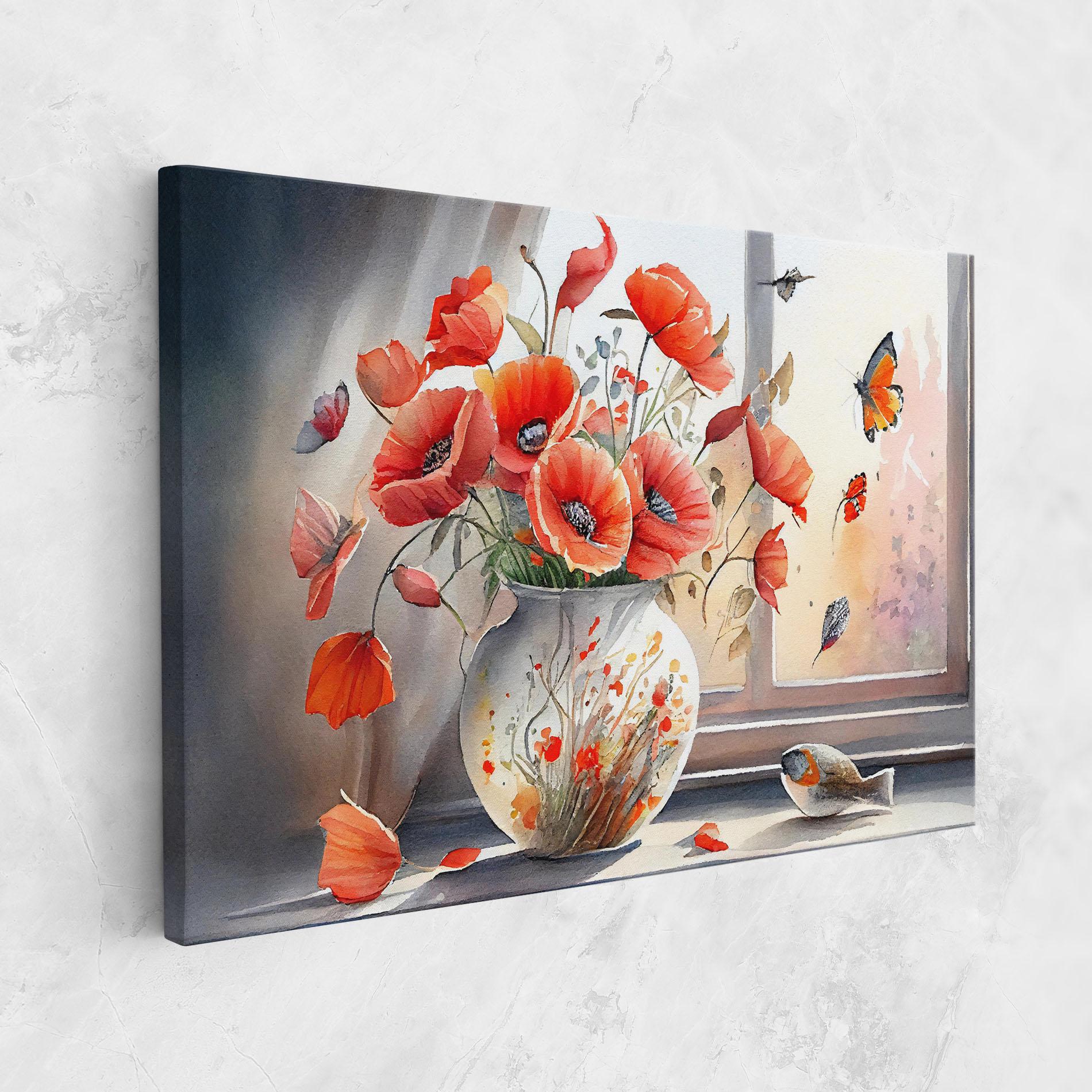 Leinwandbild Poppies Vase mockup 1