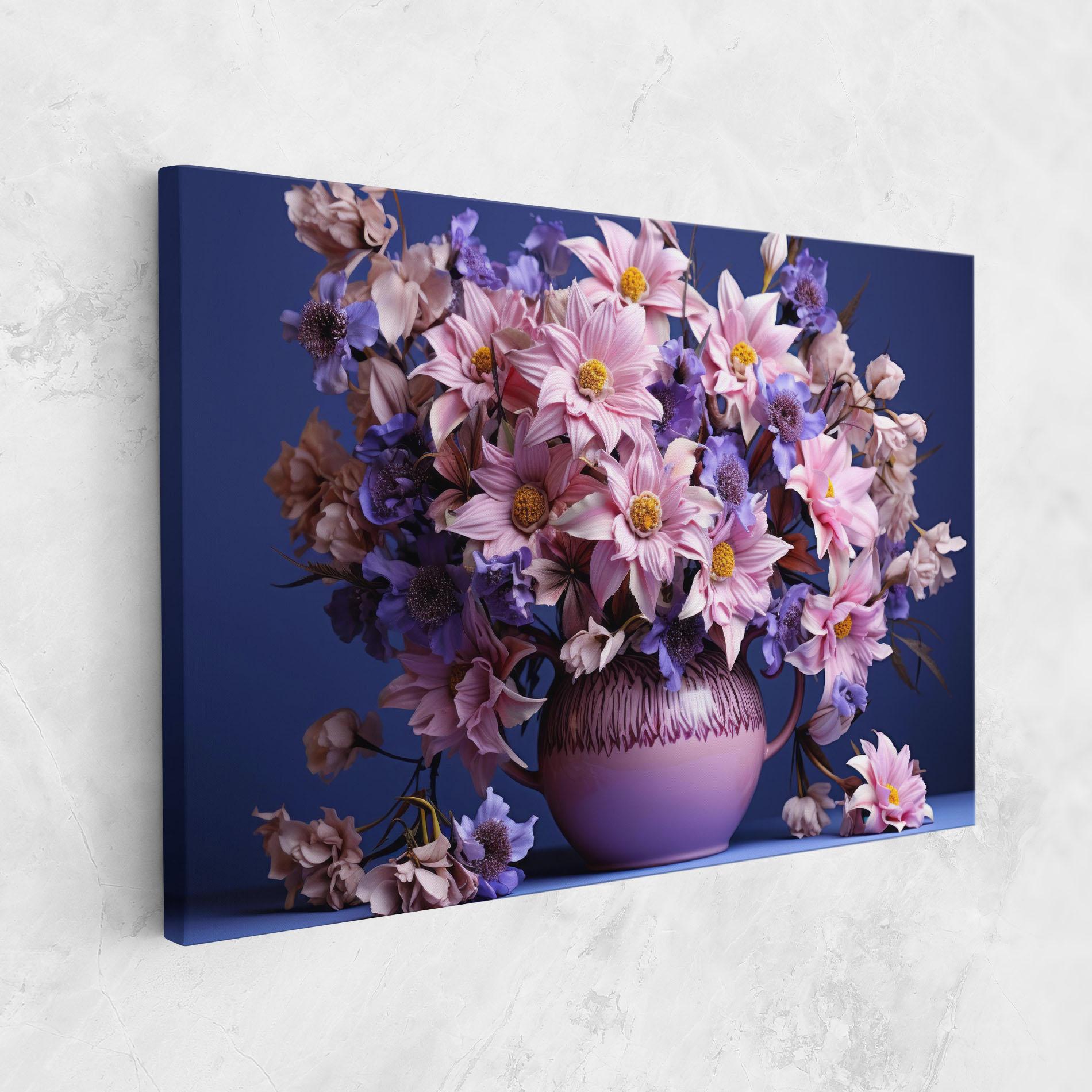 Leinwandbild Purple Vase Flowers mockup 1