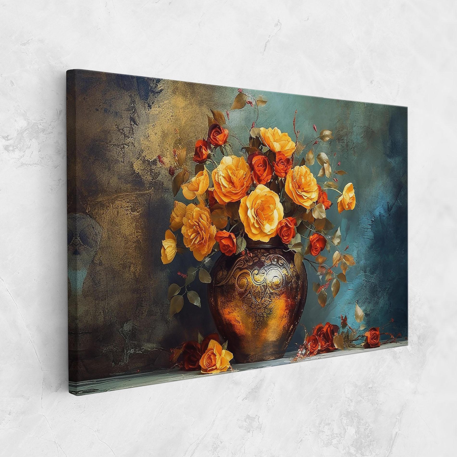 Leinwandbild Red Orange Flower Vase mockup 1