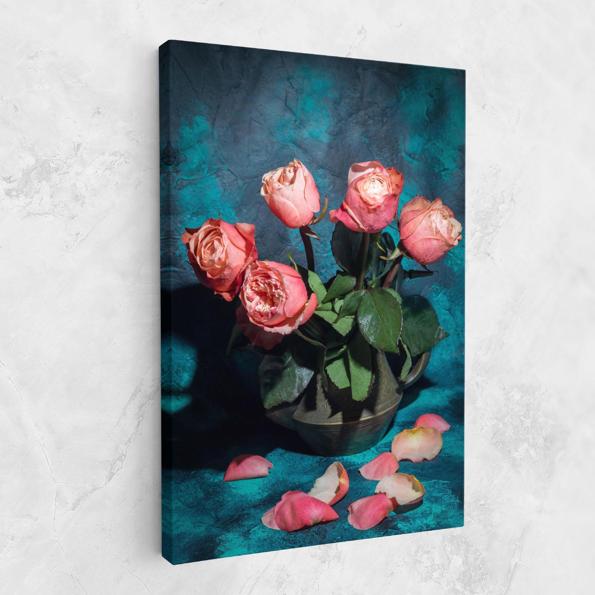 Leinwandbild Bouquet Roses Vase mockup 1