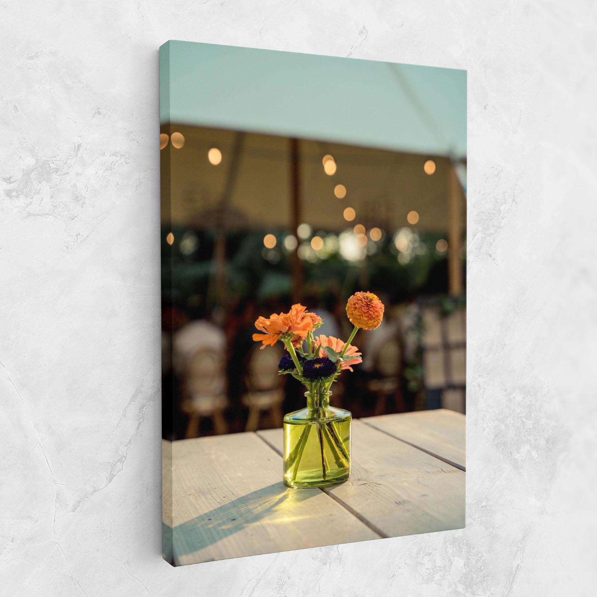 Leinwandbild Orange Flowers Vase mockup 1