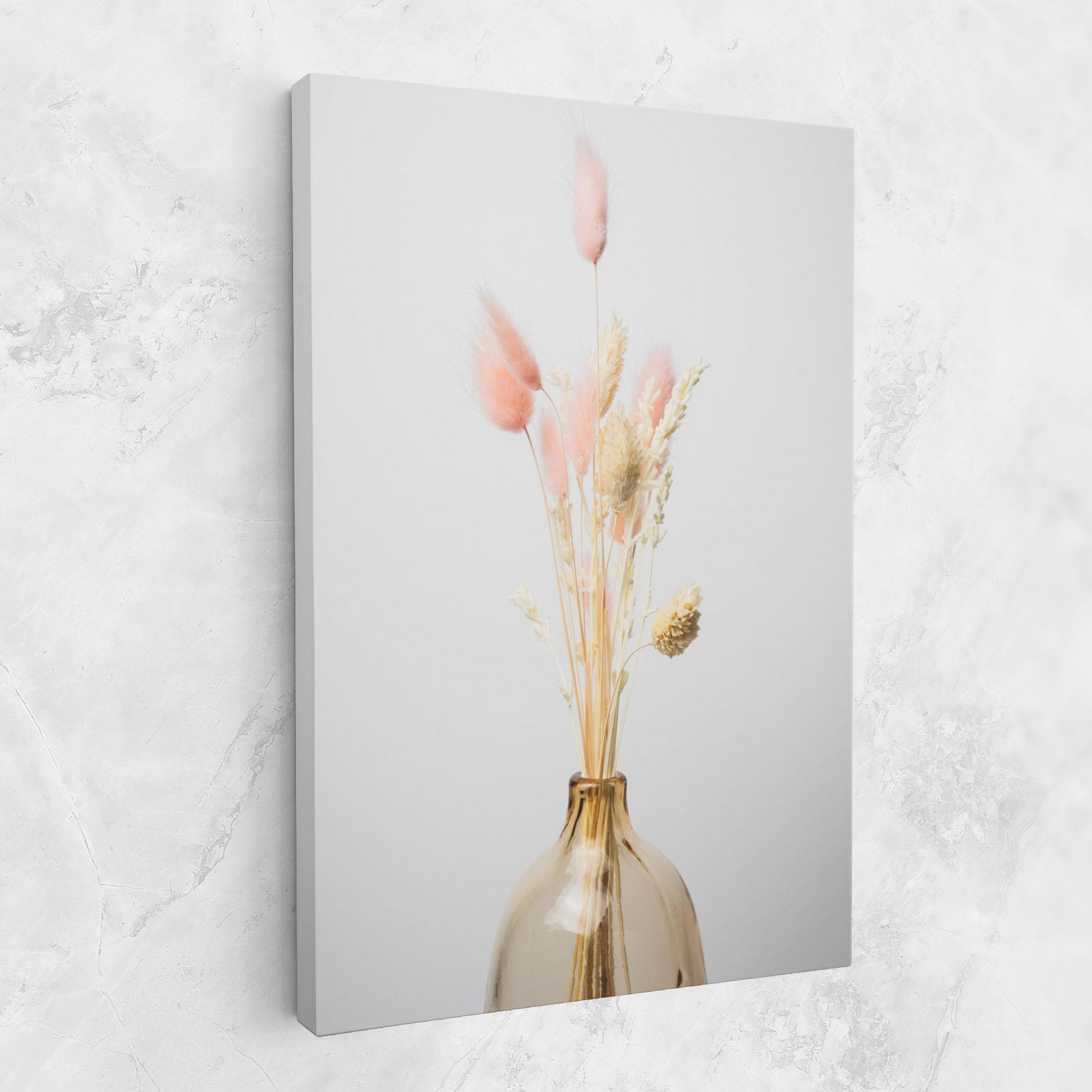 Leinwandbild Pink Cream Flower Vase mockup 1