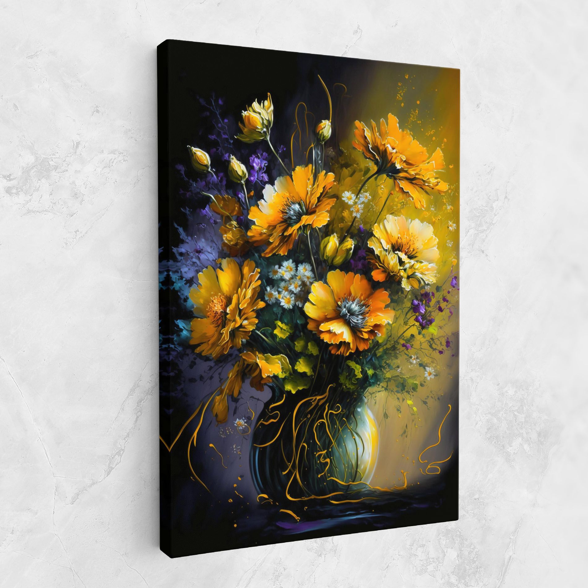 Yellow Flower Art Vase mockup 1