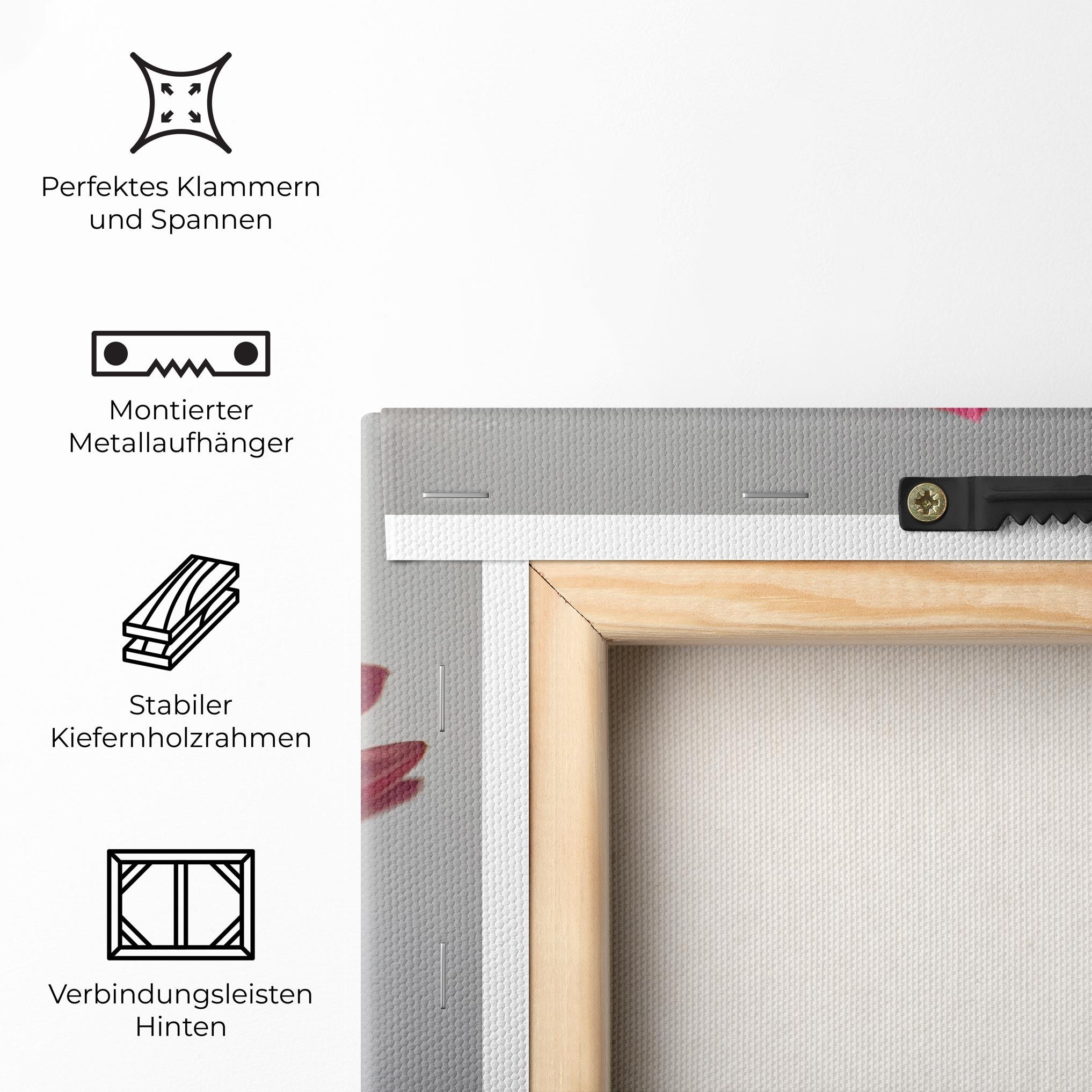 Leinwandbild Big Pink Rose Vase mockup 5