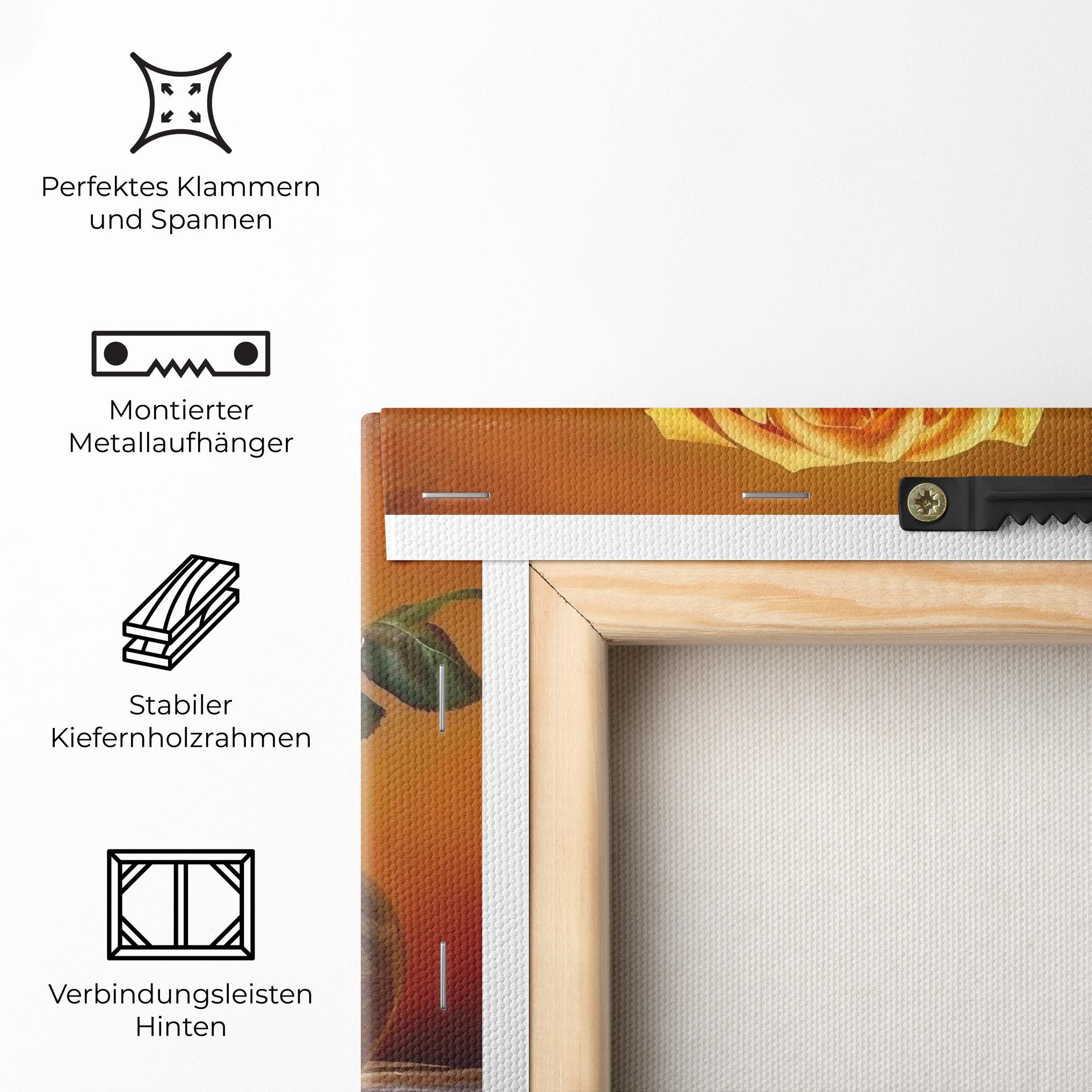 Leinwandbild Orange Roses Vase mockup 5