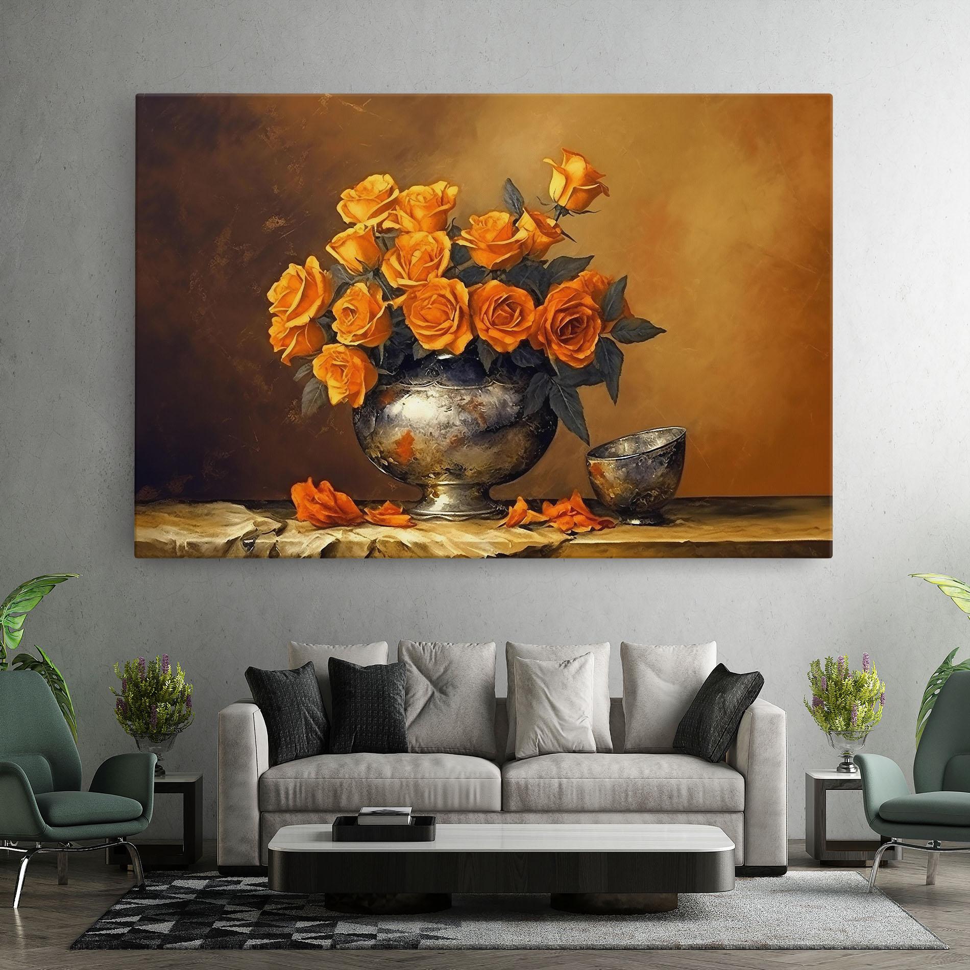 Leinwandbild Orange Rose Vase mockup 7