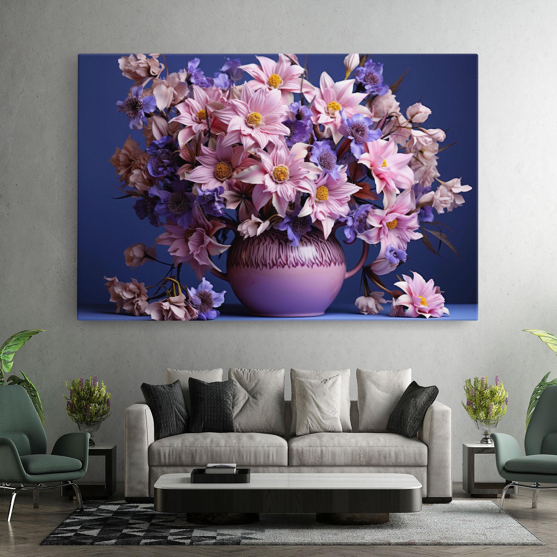 Leinwandbild Purple Vase Flowers mockup 7