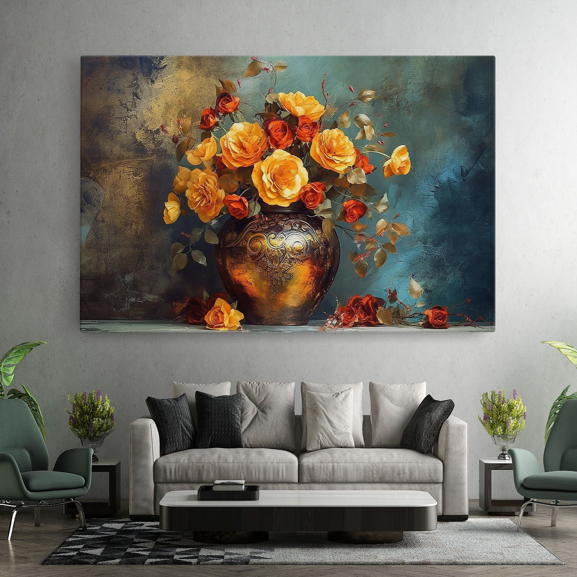 Red Orange Flower Vase mockup 7