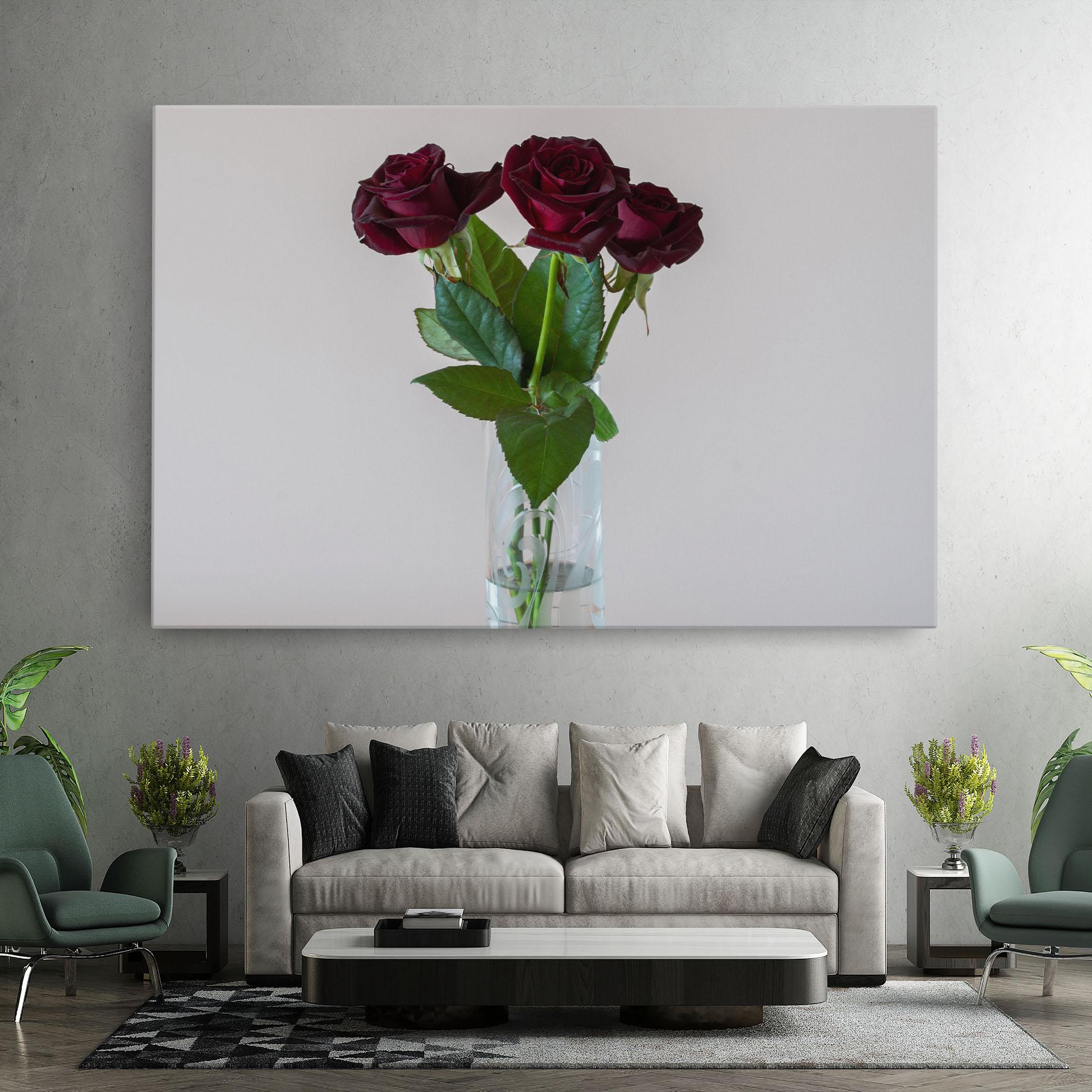 Leinwandbild Red Roses Vase mockup 7