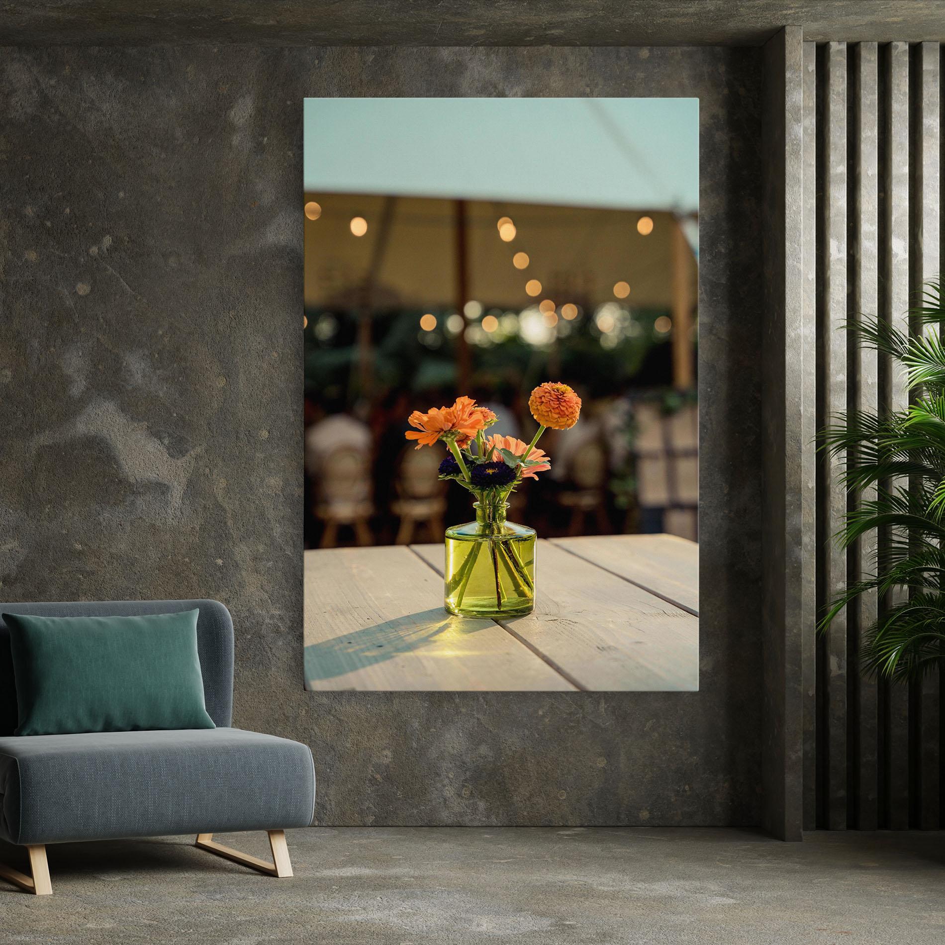 Leinwandbild Orange Flowers Vase mockup 7