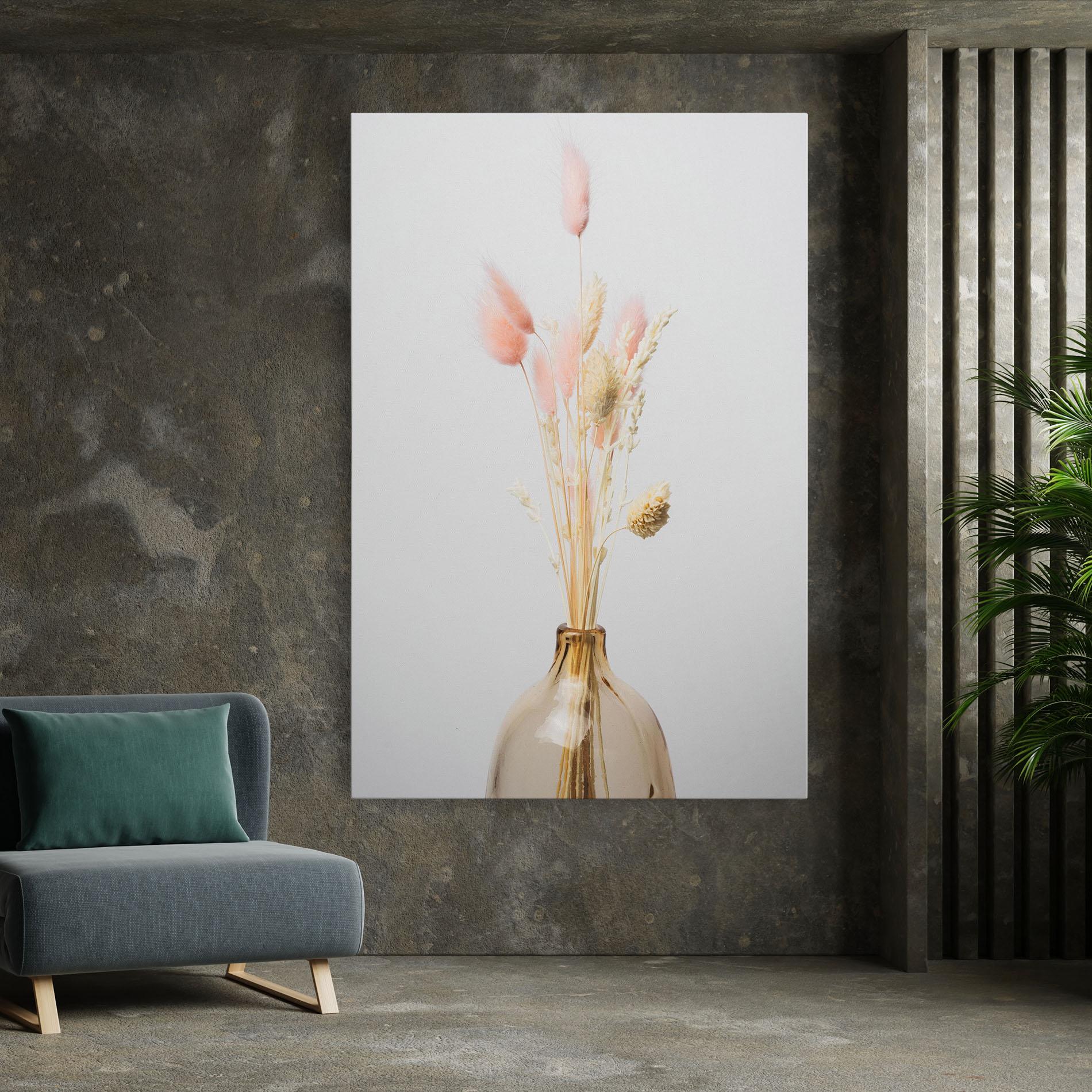 Leinwandbild Pink Cream Flower Vase mockup 7