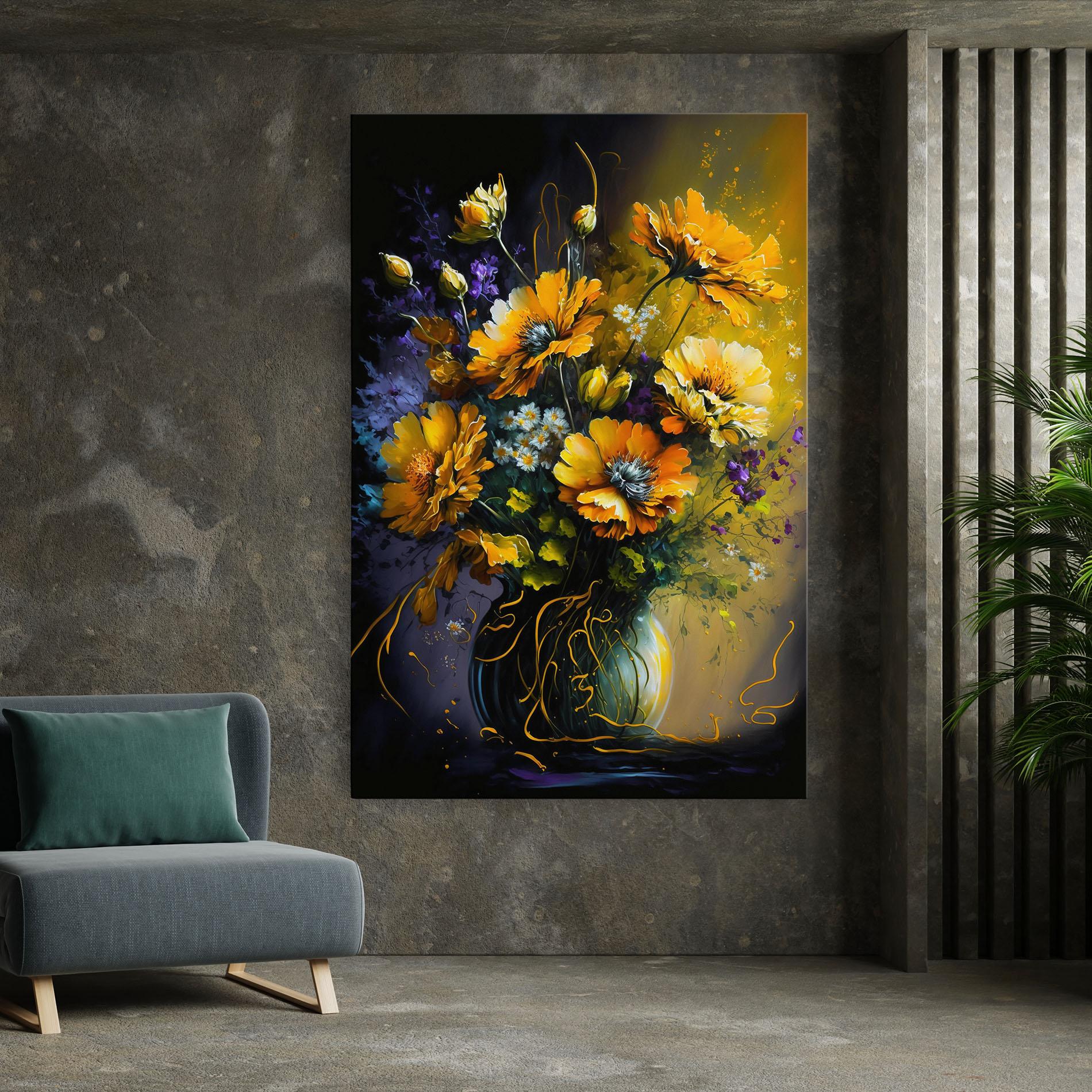 Leinwandbild Yellow Flower Art Vase mockup 7