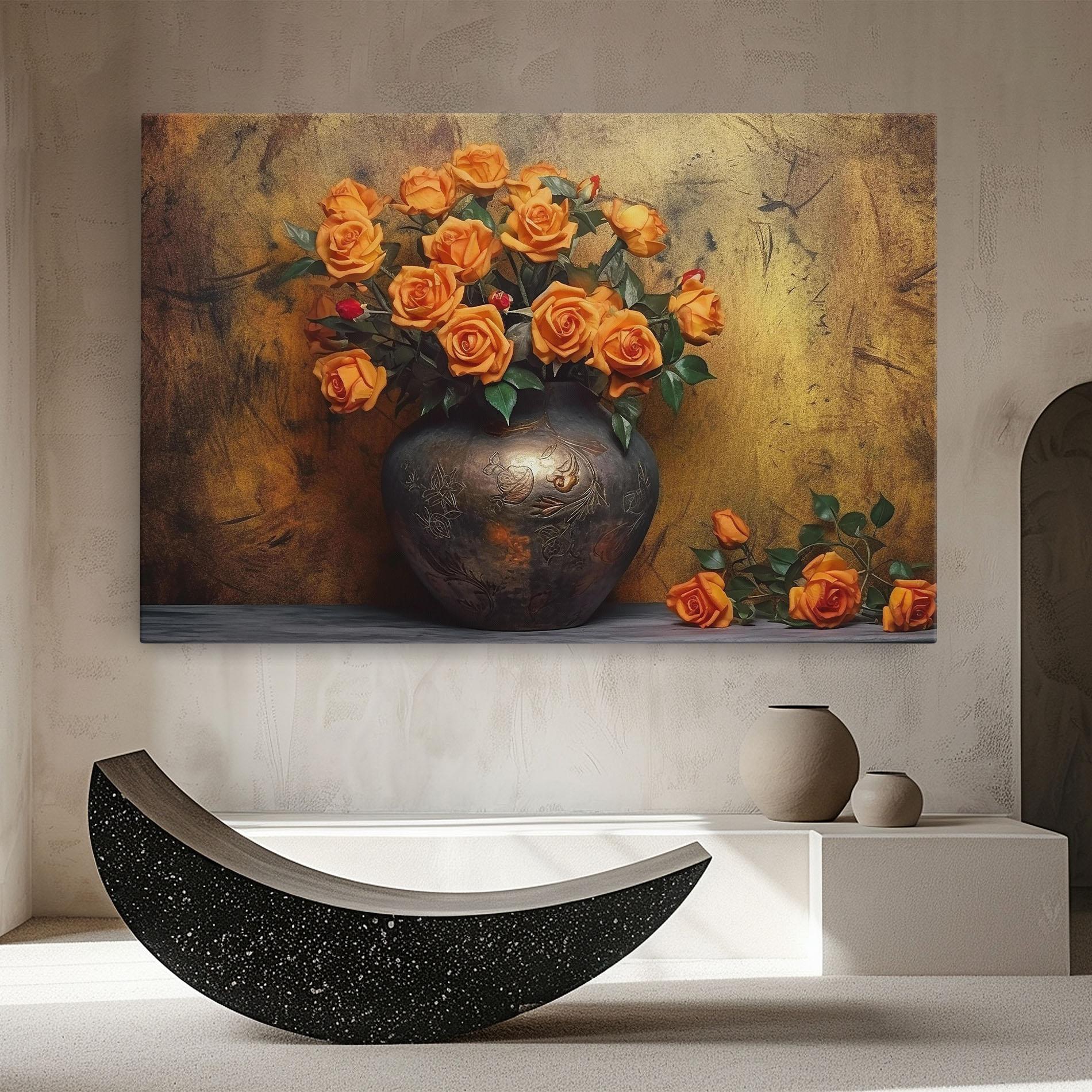 Leinwandbild Orange Vintage Vase mockup 8