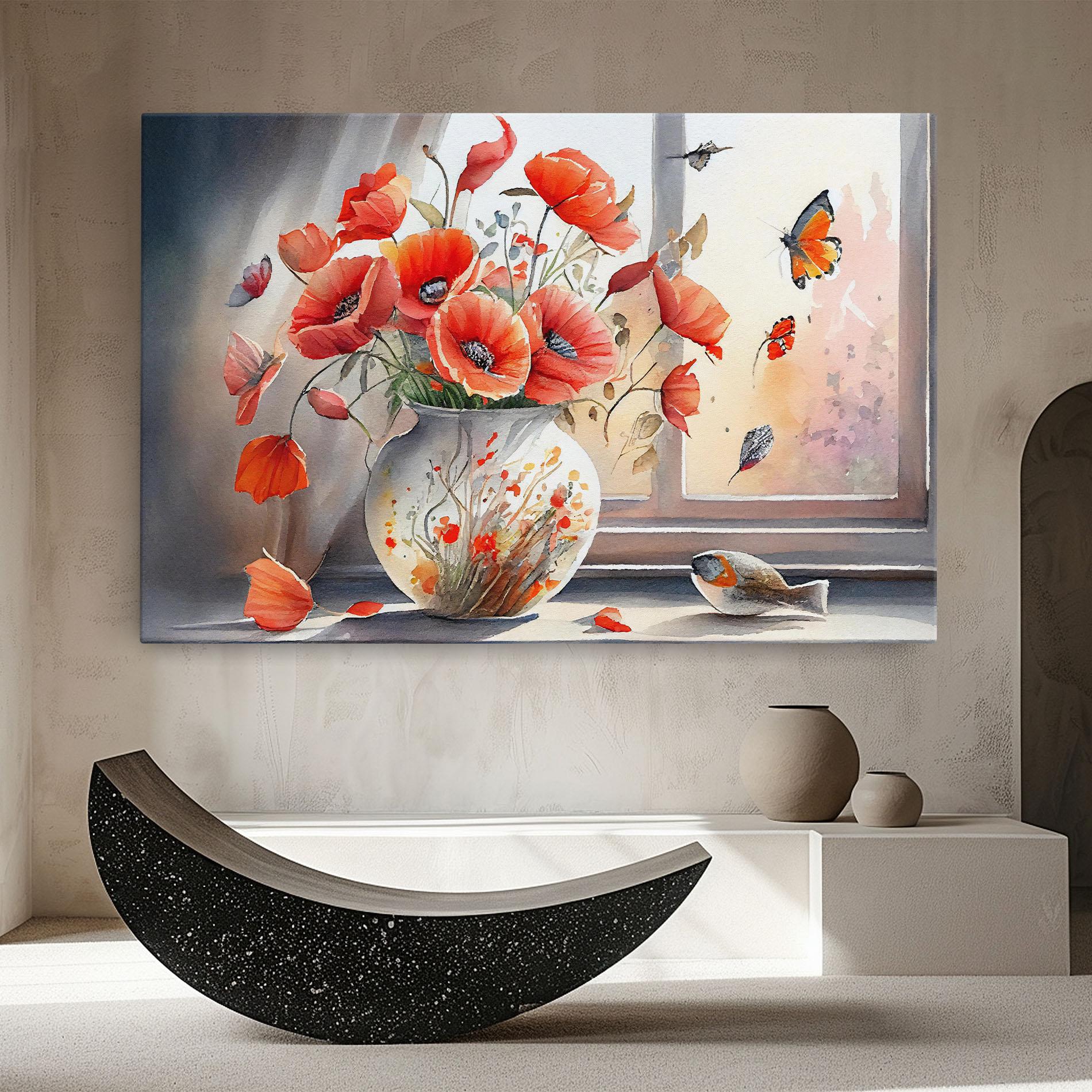 Leinwandbild Poppies Vase mockup 8