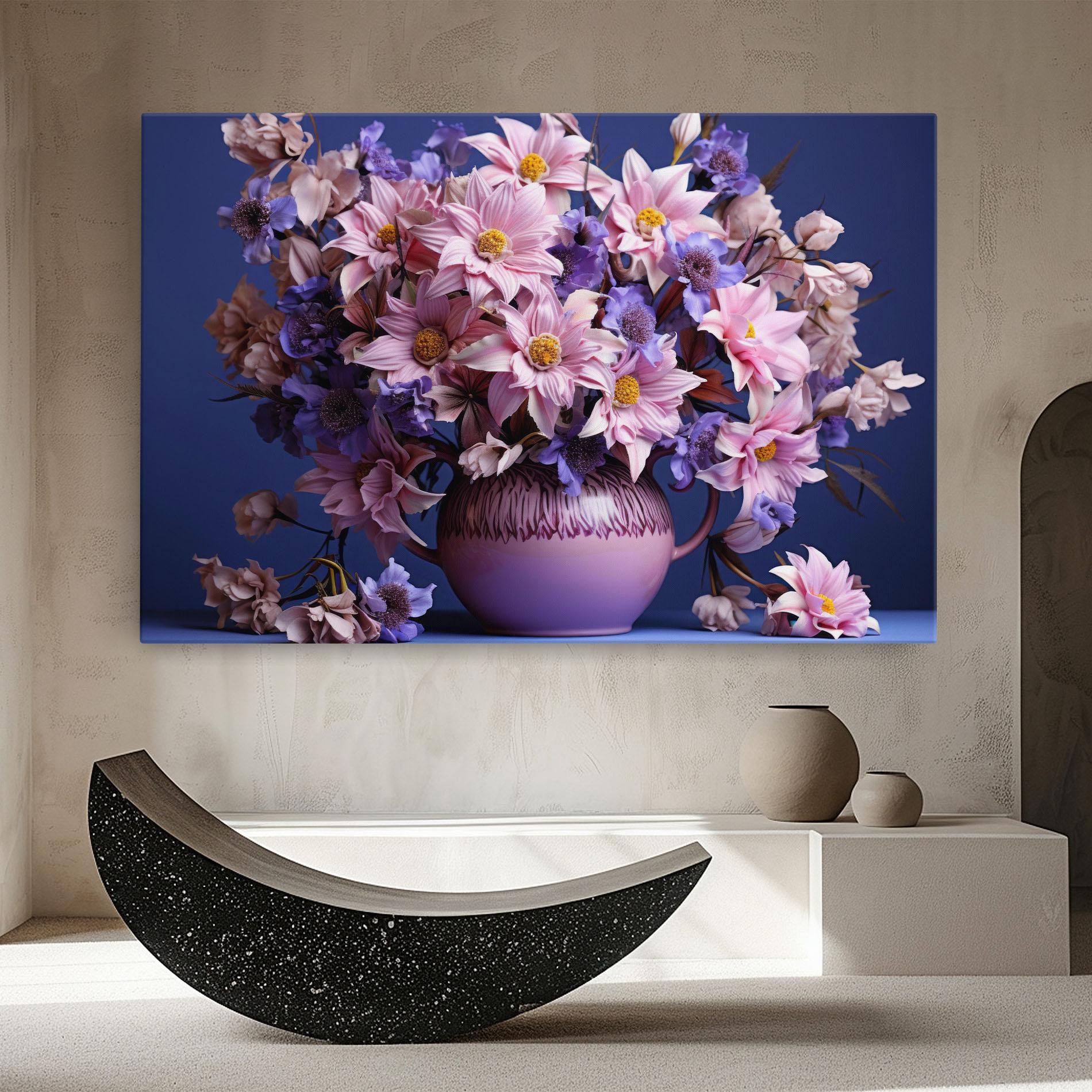Leinwandbild Purple Vase Flowers mockup 8