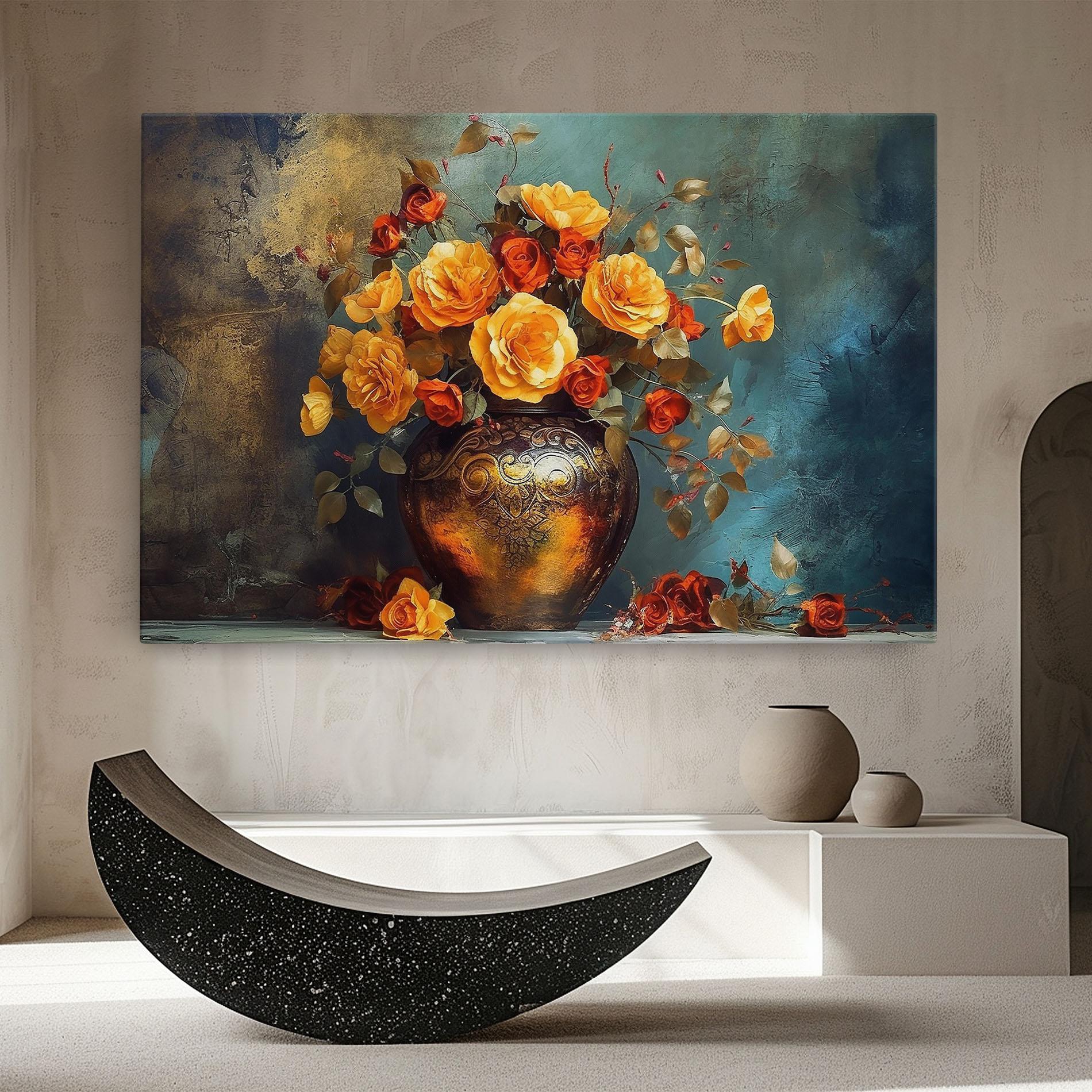 Leinwandbild Red Orange Flower Vase mockup 8