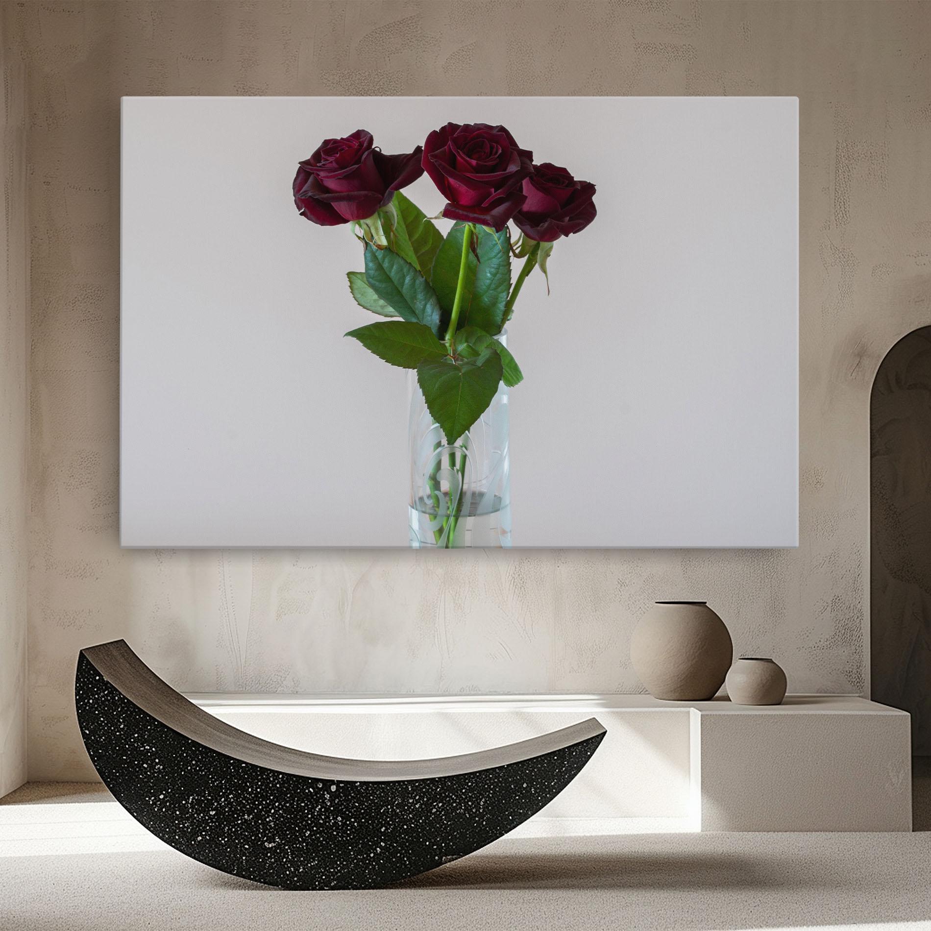 Leinwandbild Red Roses Vase mockup 8