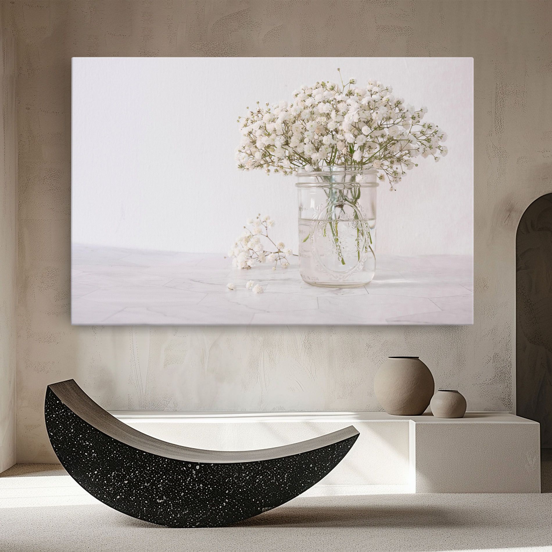 White Tiny Flower Vase mockup 8