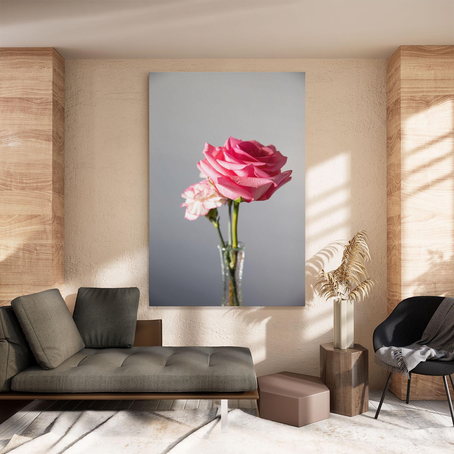 Leinwandbild Big Pink Rose Vase mockup 8