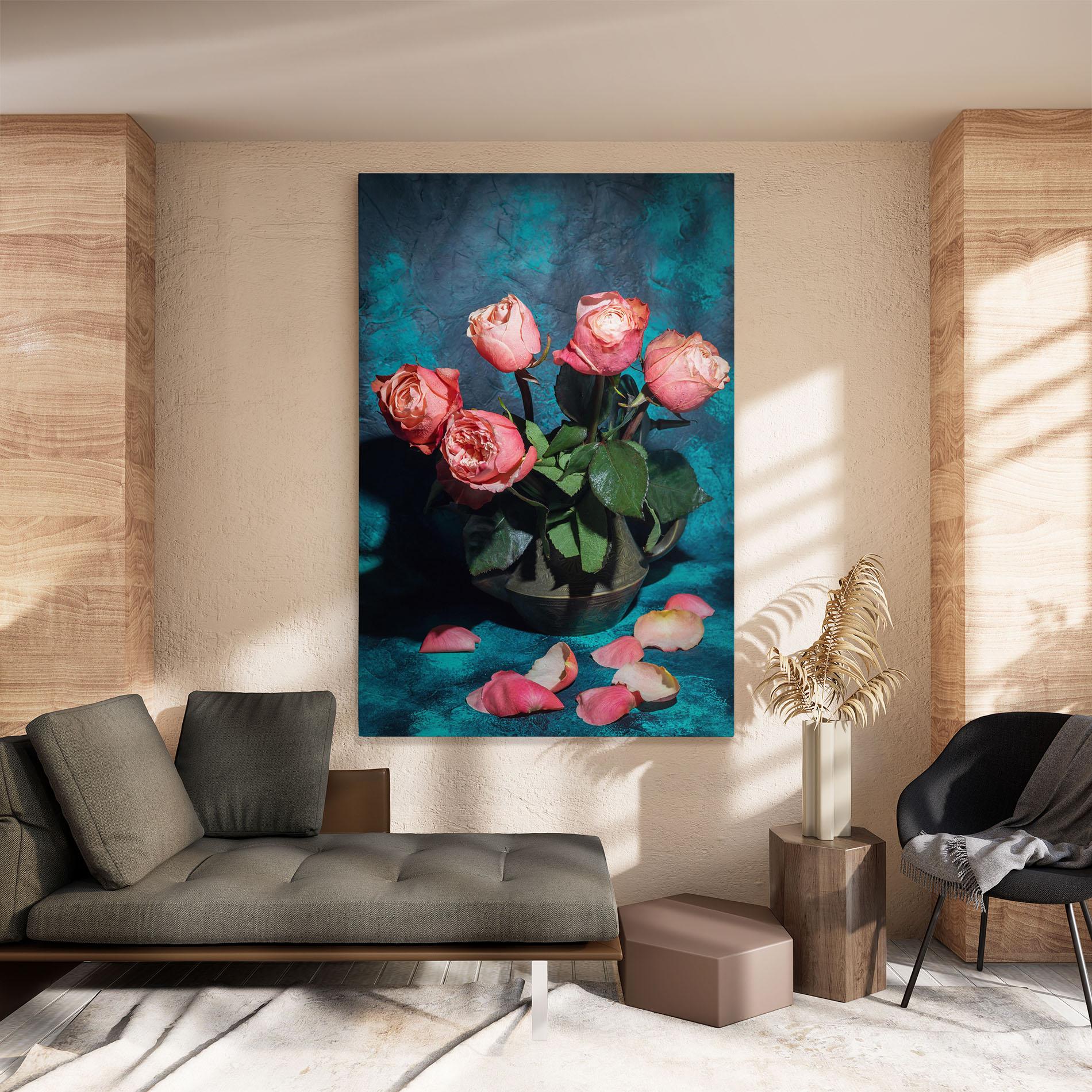 Leinwandbild Bouquet Roses Vase mockup 8