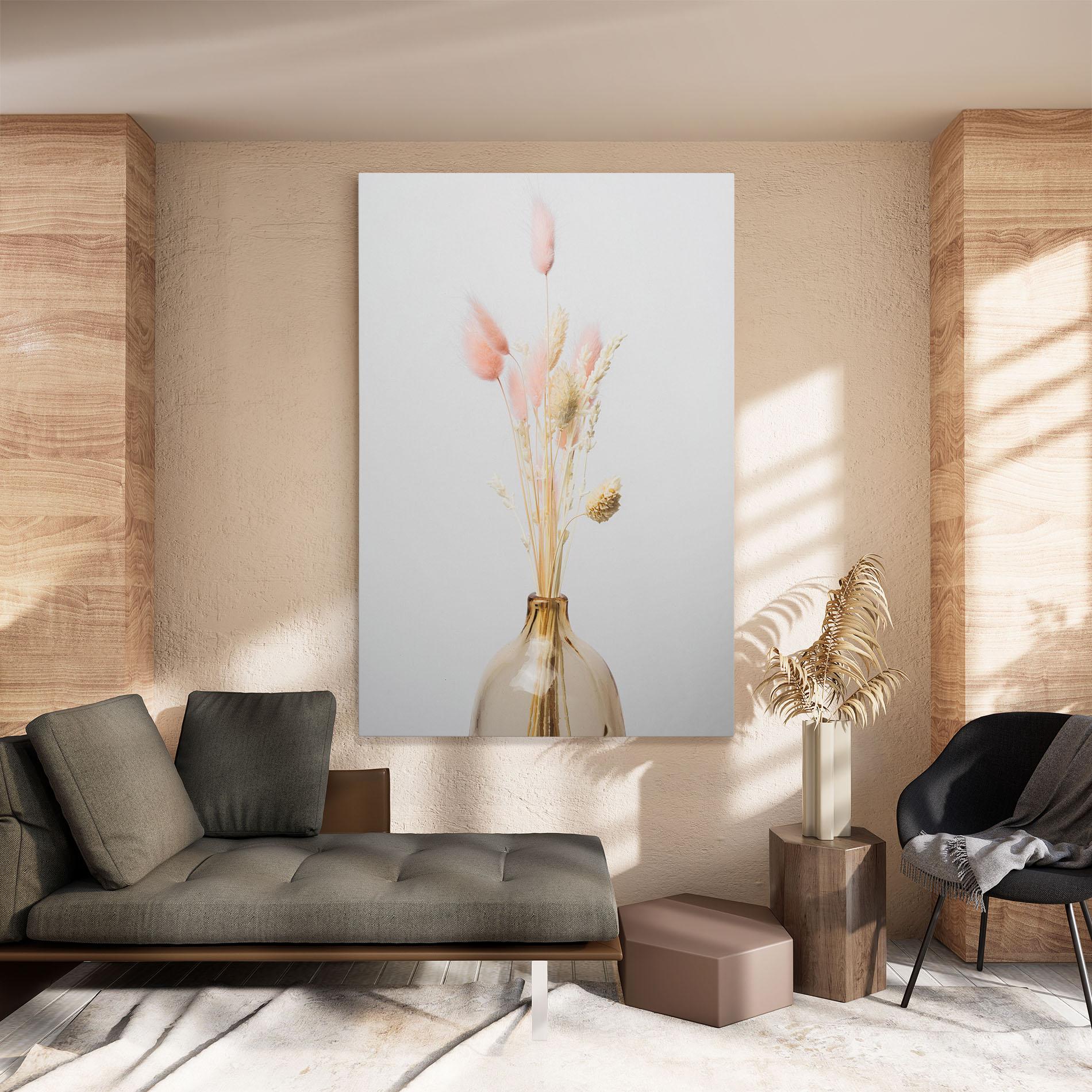 Leinwandbild Pink Cream Flower Vase mockup 8