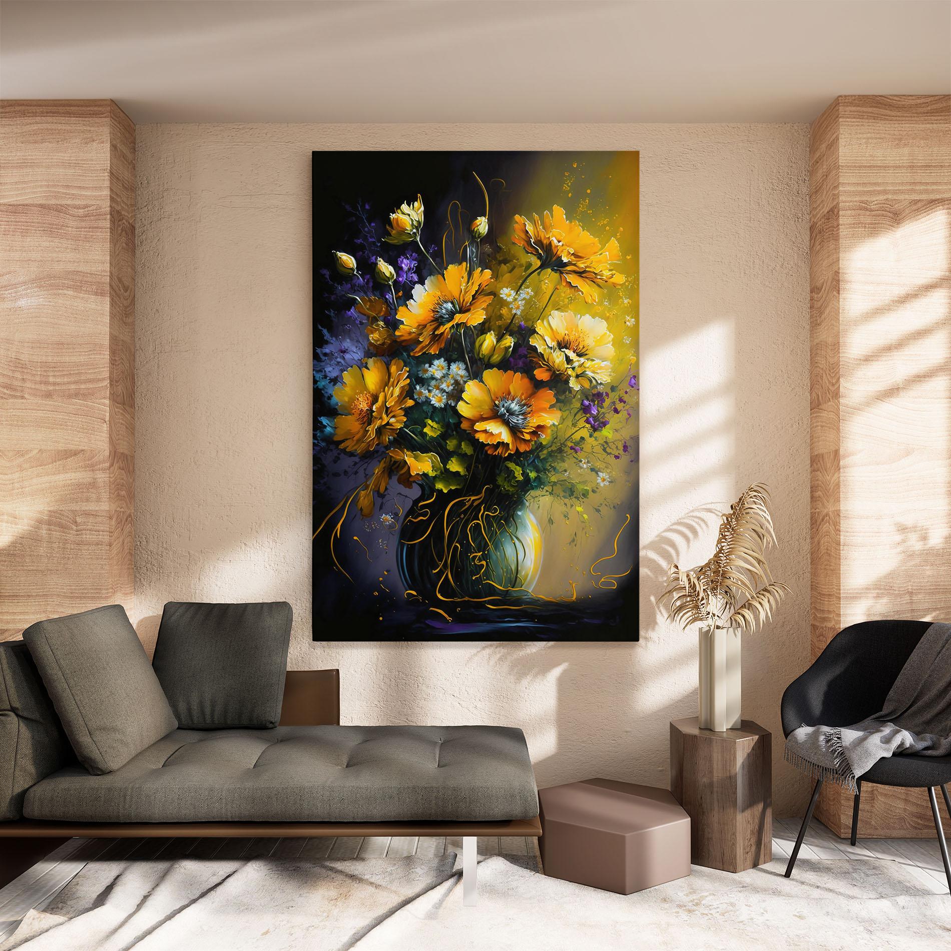 Leinwandbild Yellow Flower Art Vase mockup 8
