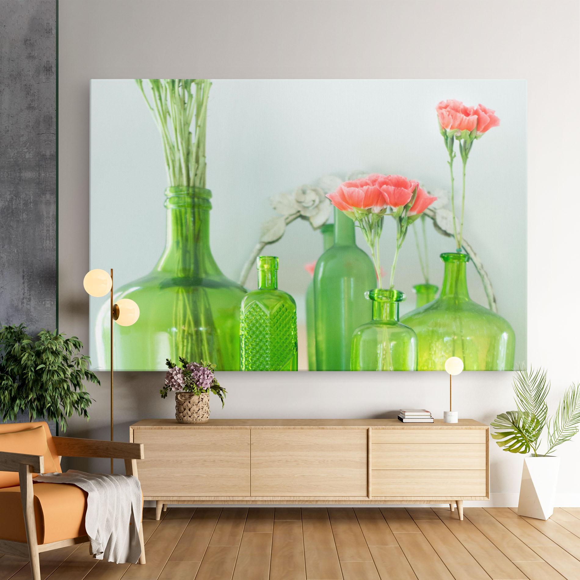 Leinwandbild Green Vase Flowers mockup 9