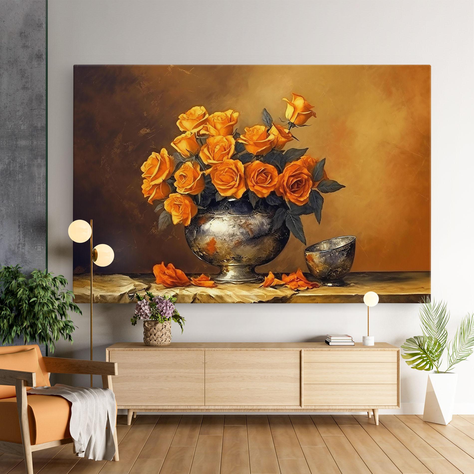Leinwandbild Orange Rose Vase mockup 9