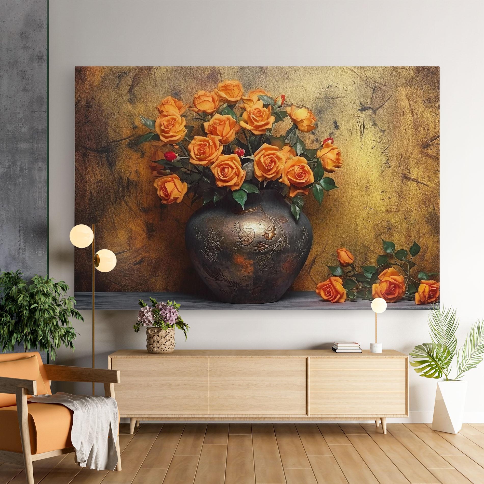 Leinwandbild Orange Vintage Vase mockup 9