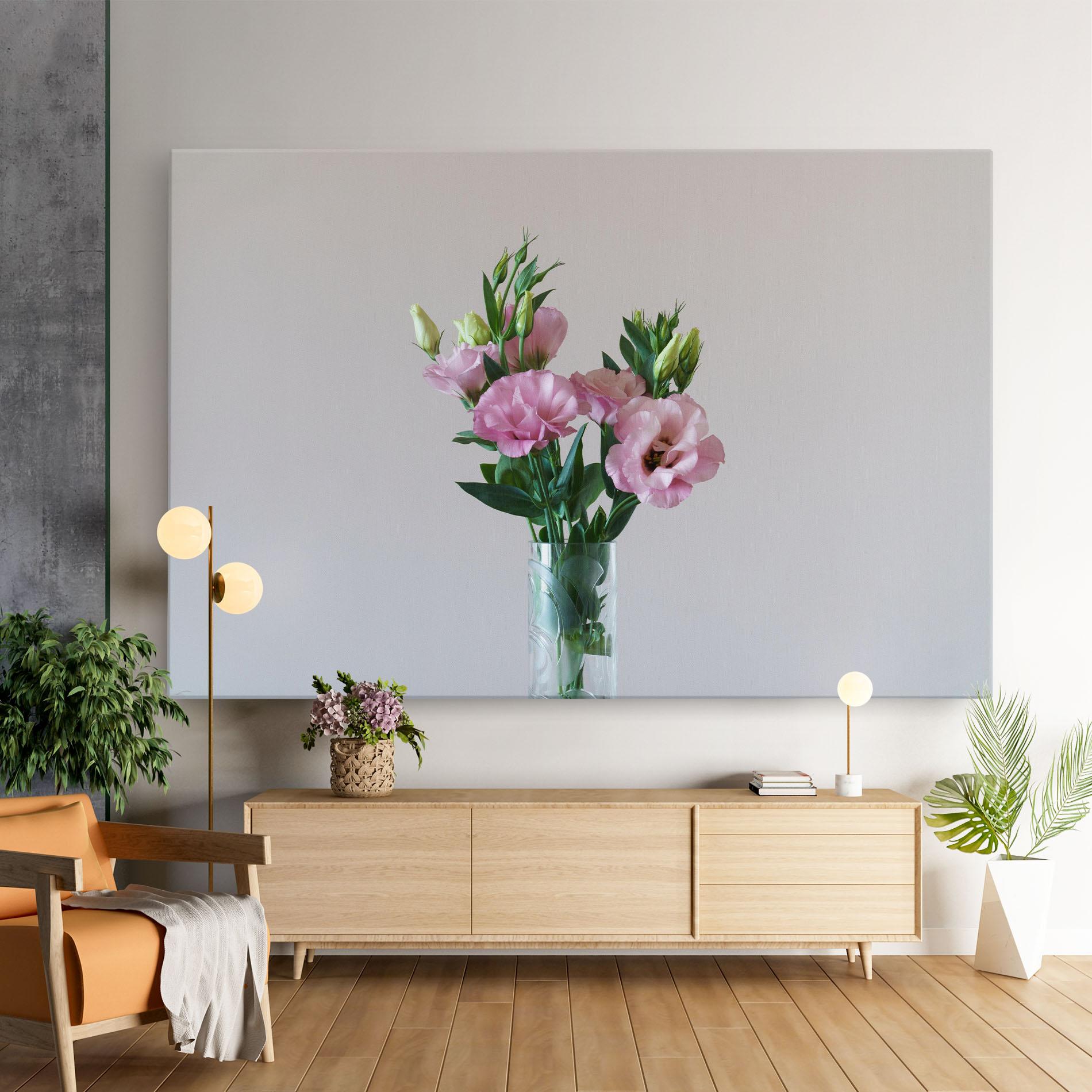 Leinwandbild Pretty Pink Flower Vase mockup 9