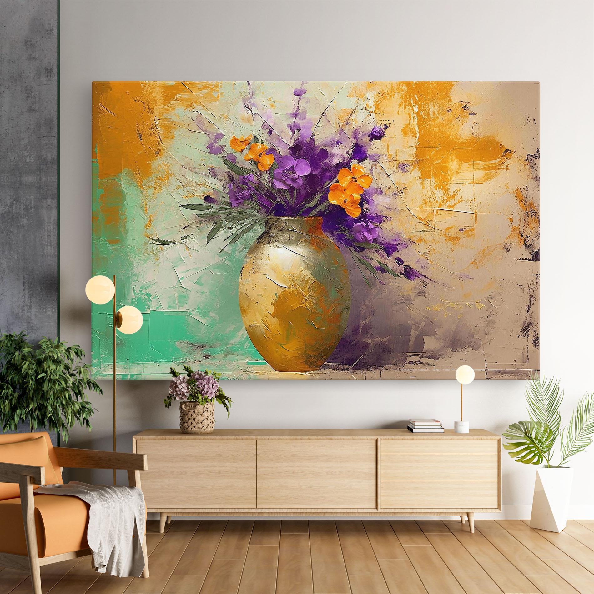 Leinwandbild Purple Orange Plant Vase mockup 9