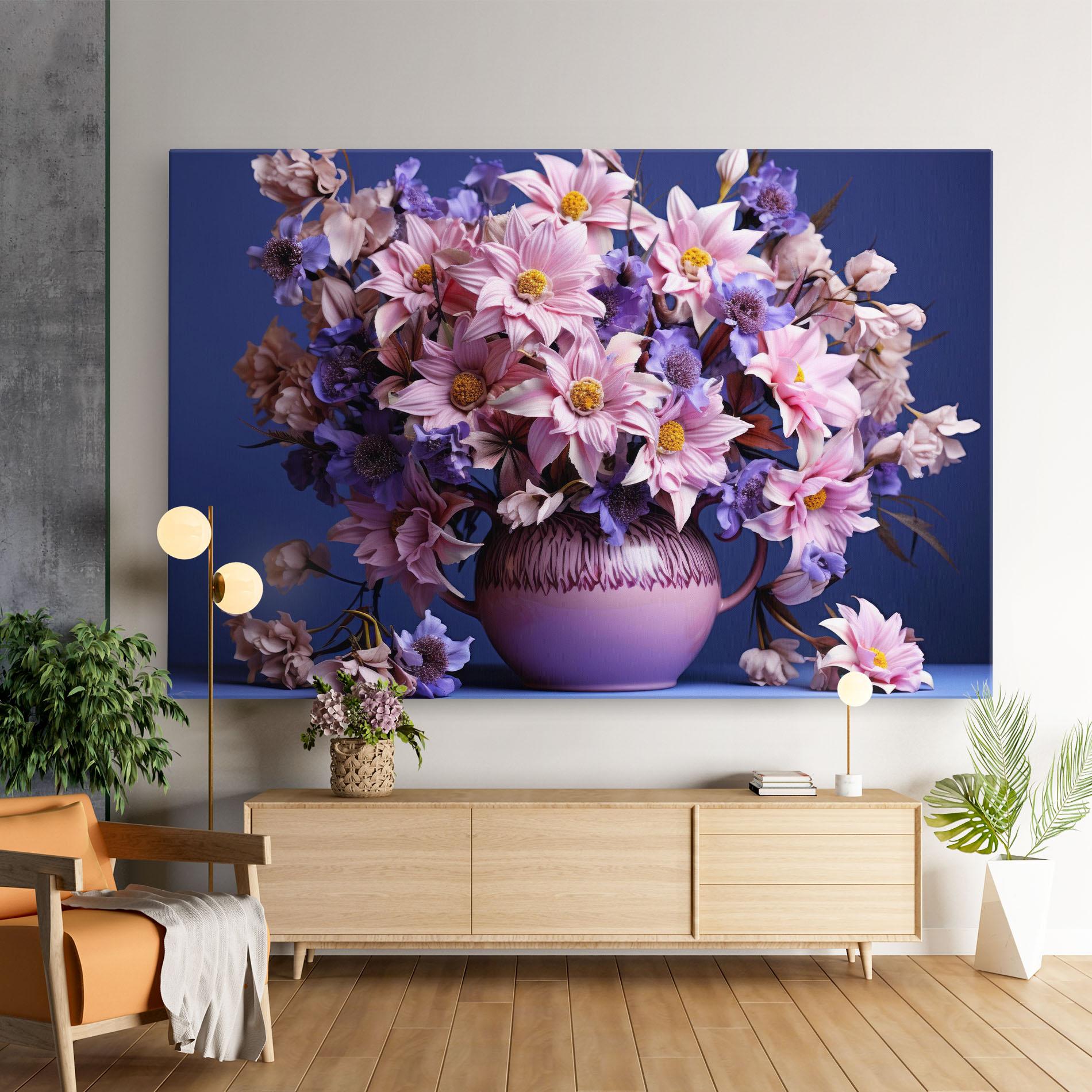 Leinwandbild Purple Vase Flowers mockup 9